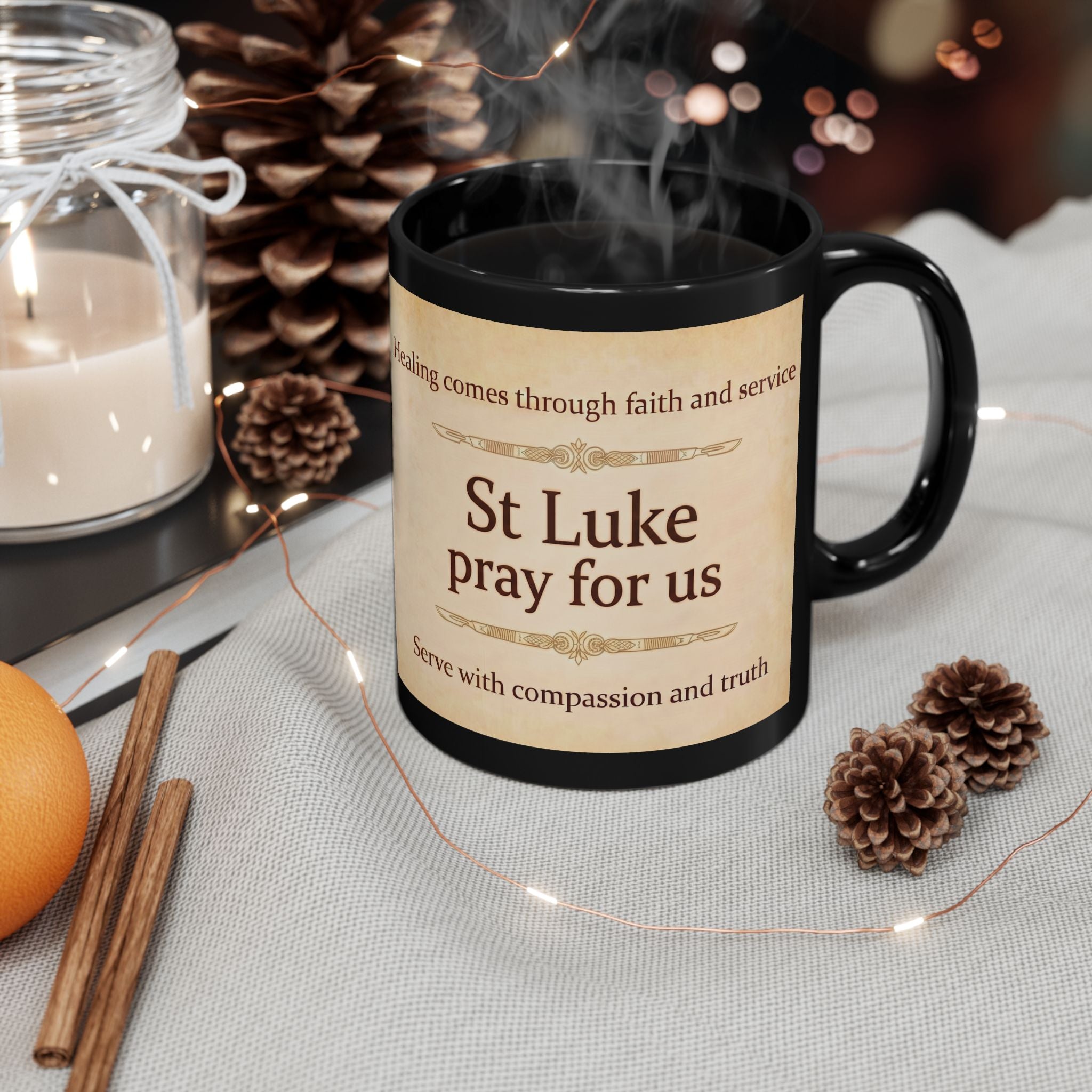 Saint Luke the Surgeon Orthodox Christian Black Coffee Mug — Orthodox Coffee Mug