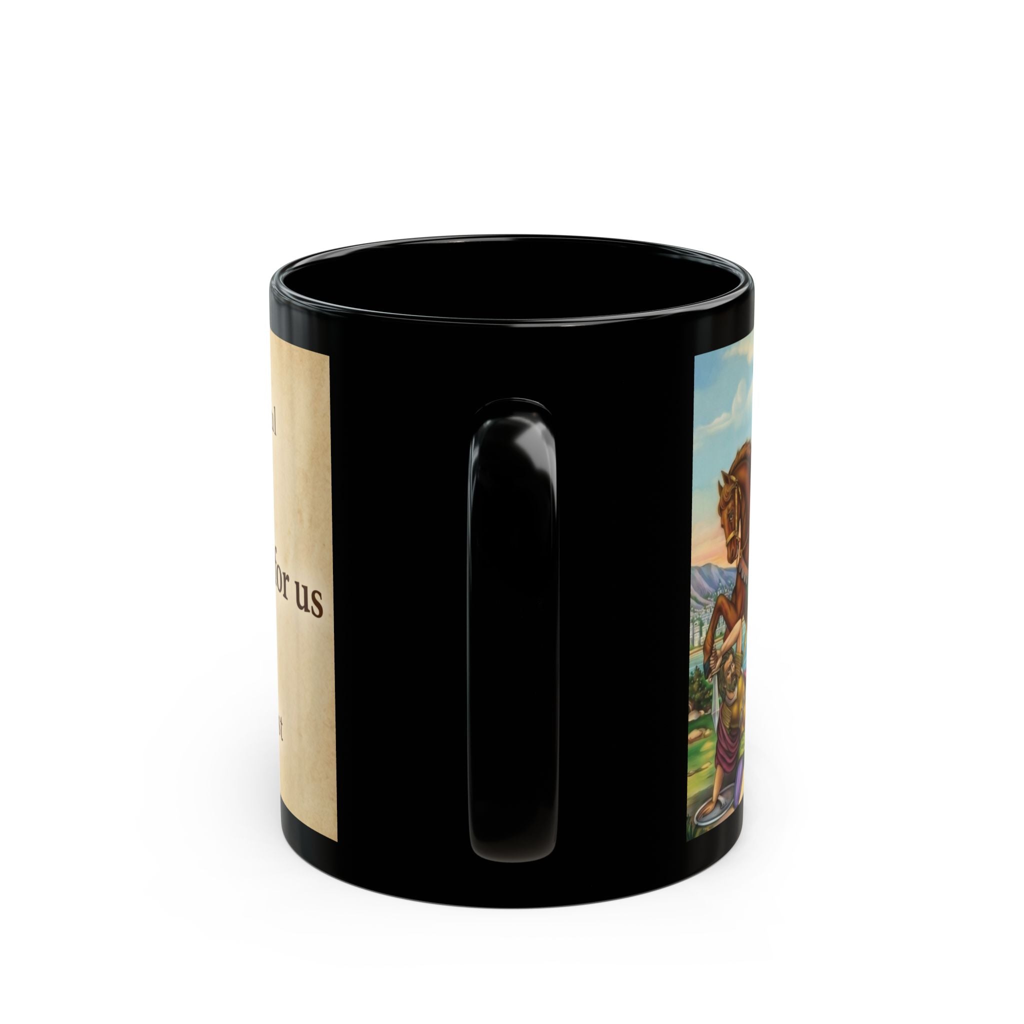 Saint Demetrios the Myrrh-Streaming Orthodox Christian Black Coffee Mug — Orthodox Faith Gift