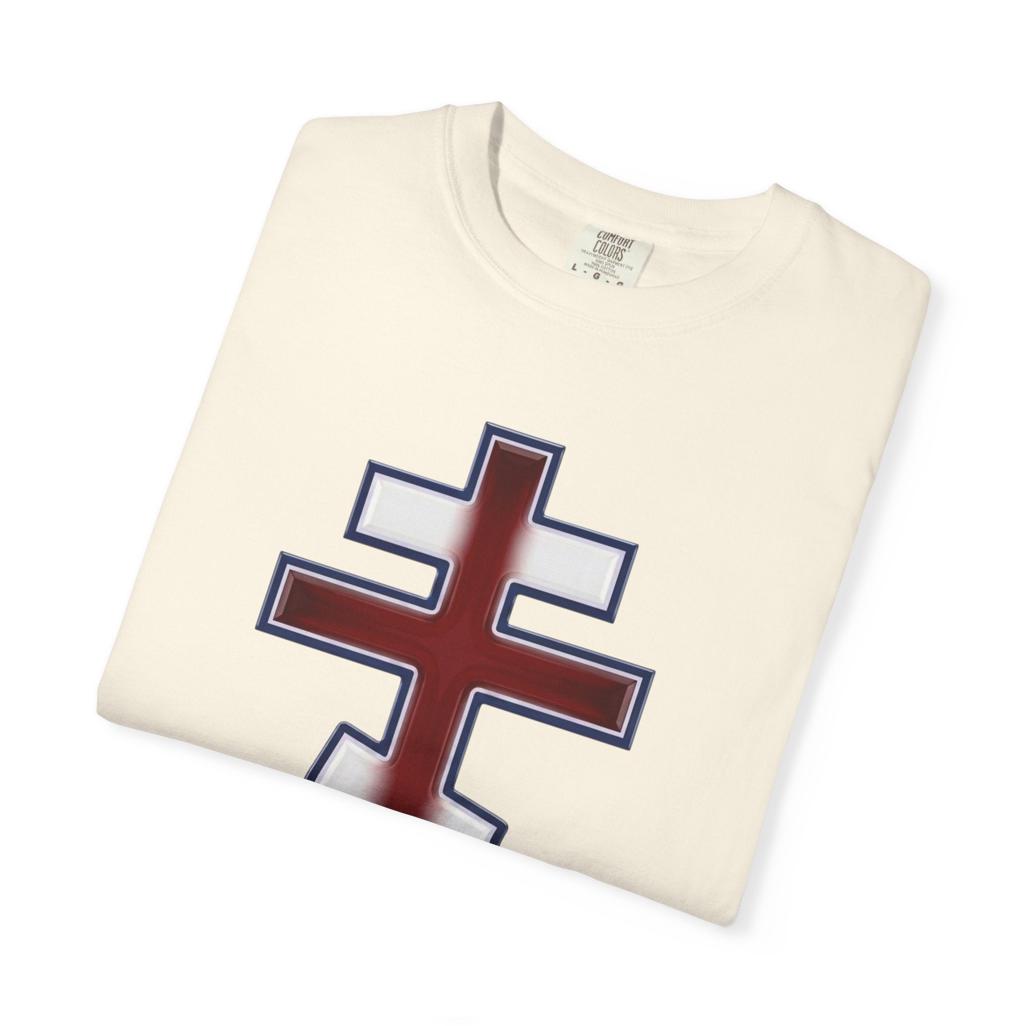 United Kingdom Orthodox Cross design on a heavyweight garment-dyed t-shirt