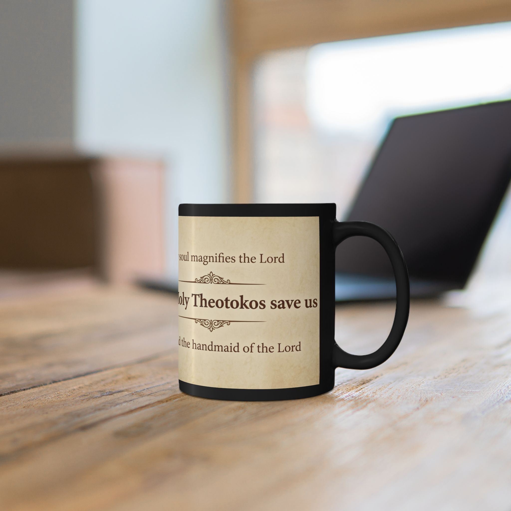 Theotokos of Vladimir Orthodox Christian Black Coffee Mug — Orthodox Mug Gift