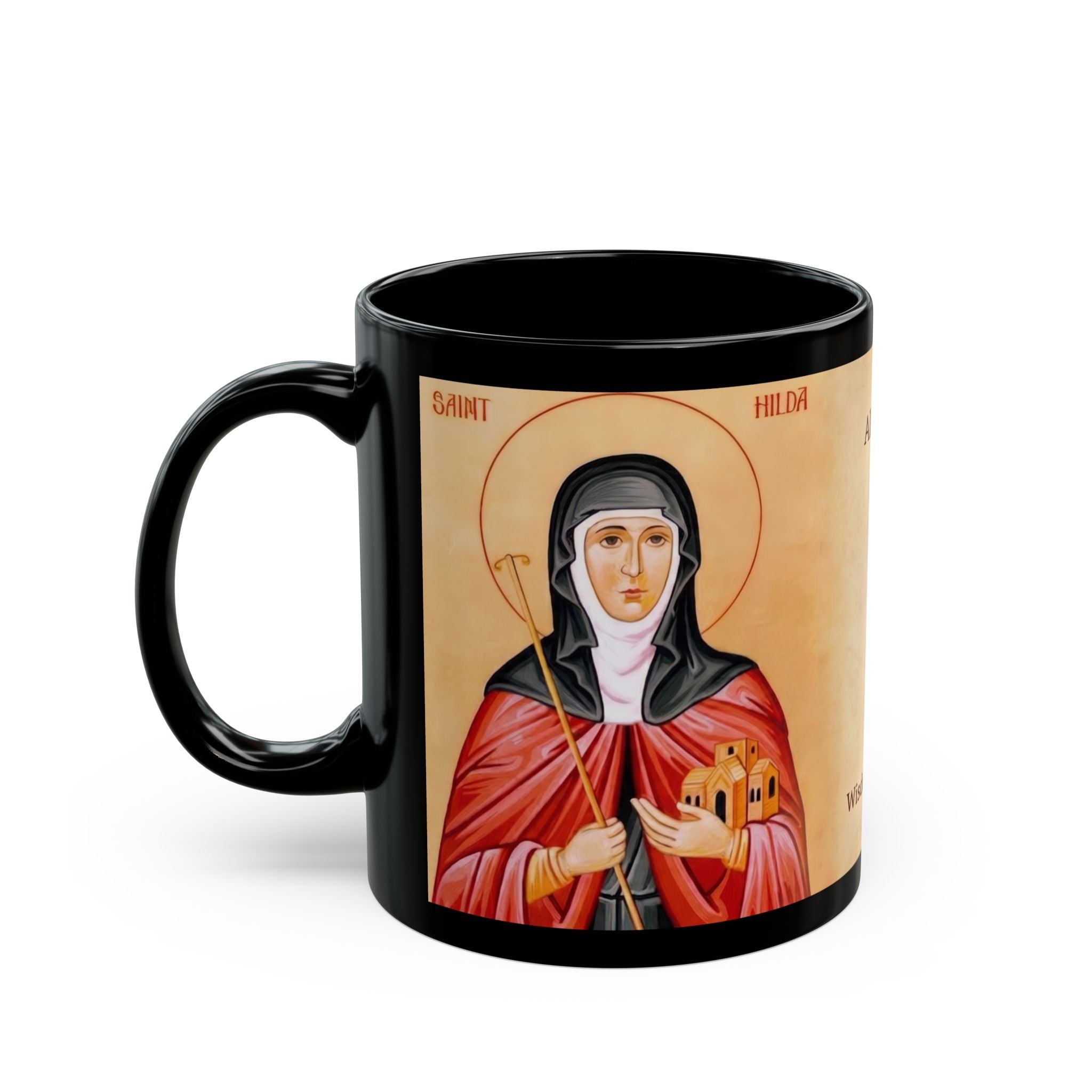 Saint Hilda of Whitby Black Coffee Mug