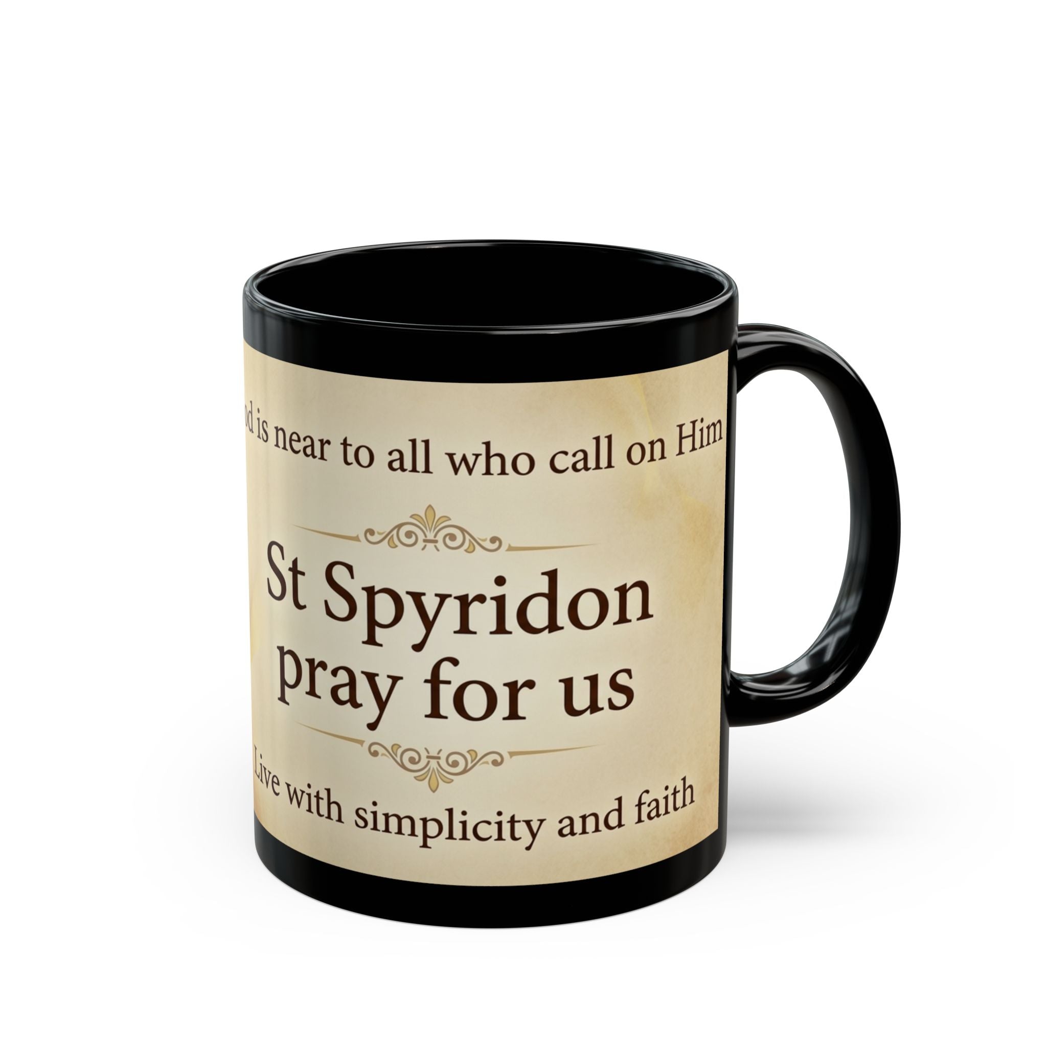 Saint Spyridon of Trimythous Orthodox Christian Black Coffee Mug — Christian Coffee Mug