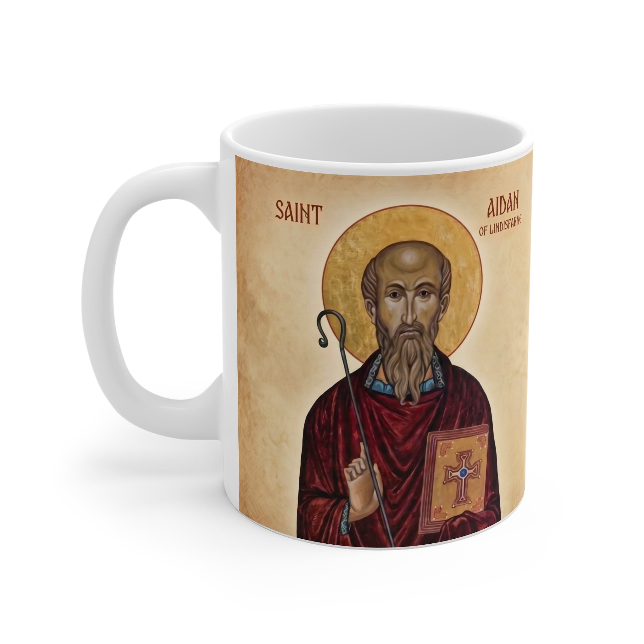 Saint Aidan of Lindisfarne White Coffee Mug