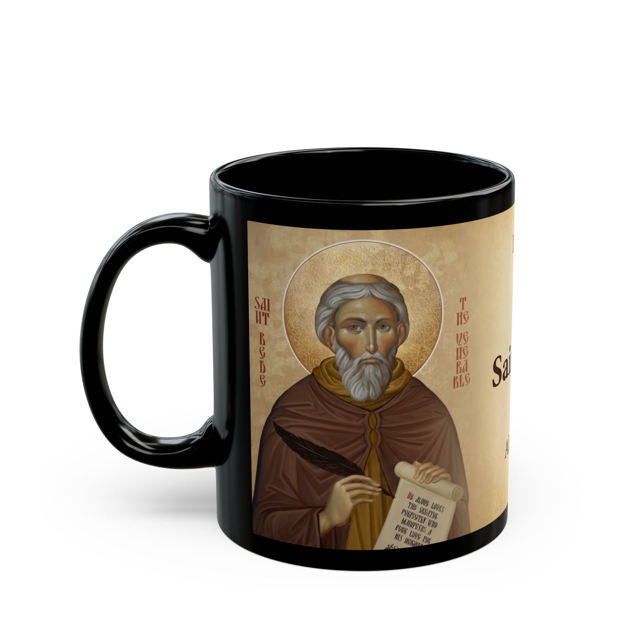 Saint Bede the Venerable Black Coffee Mug