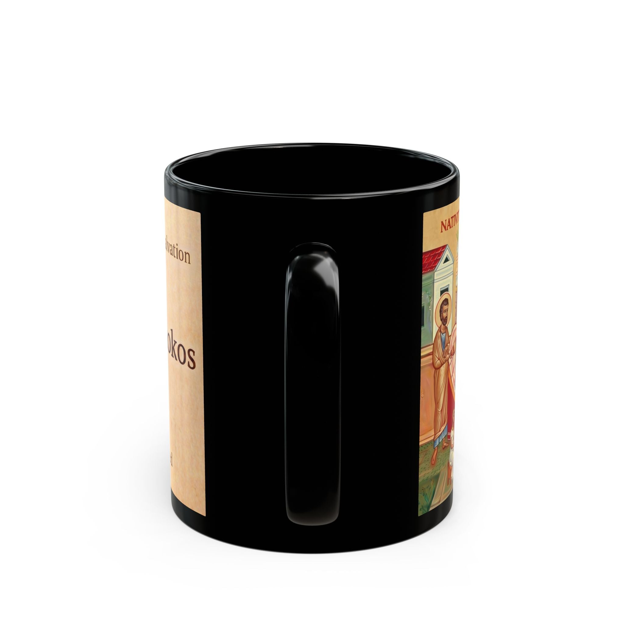 Nativity of the Theotokos Orthodox Christian Black Coffee Mug — Christian Coffee Mug