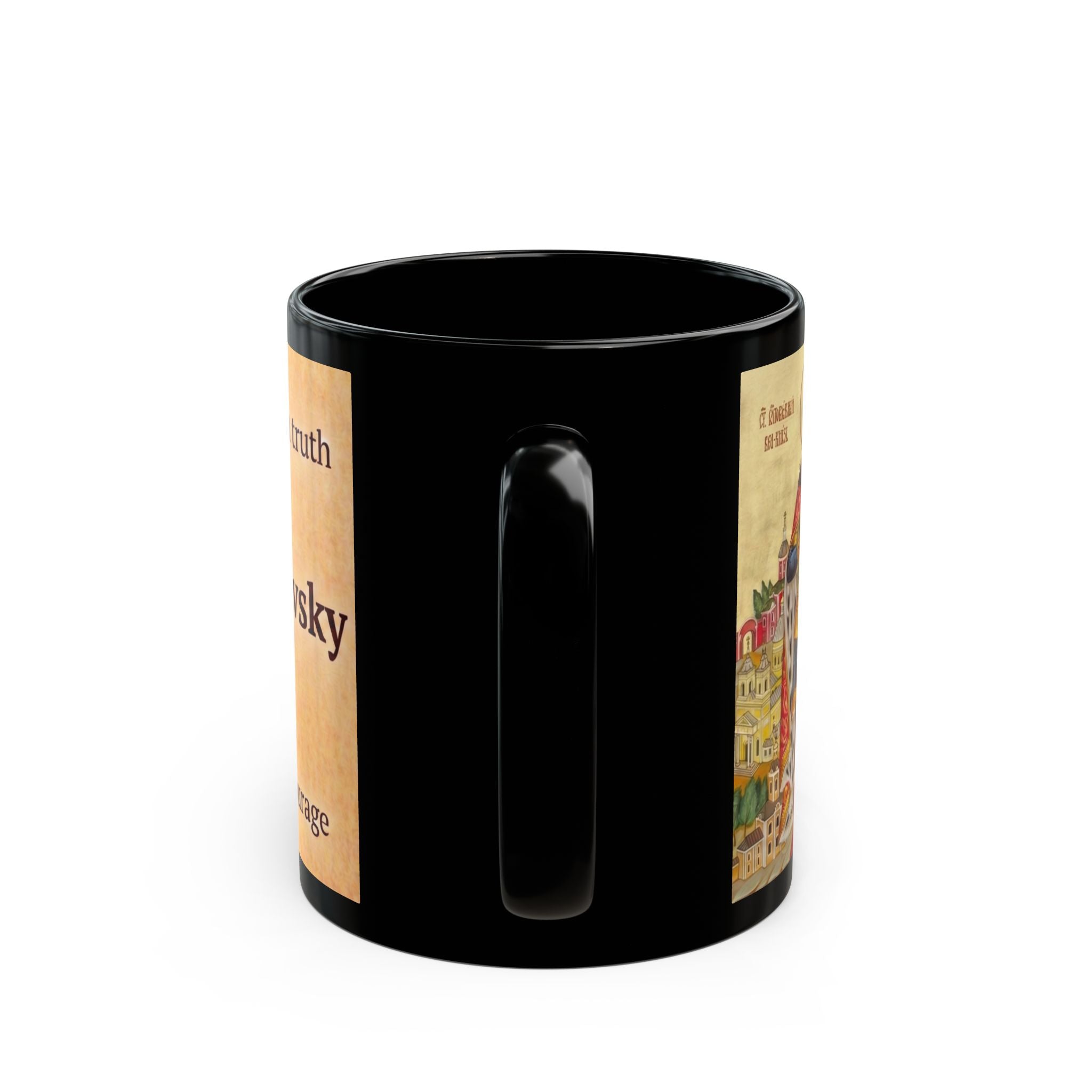 Saint Alexander Nevsky Orthodox Christian Black Coffee Mug — Orthodox Faith Gift