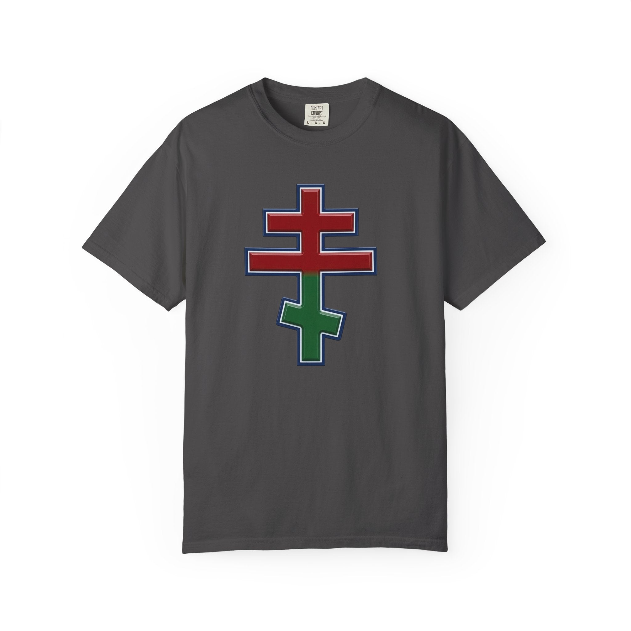 Belarusian Orthodox Cross design on a heavyweight garment-dyed t-shirt
