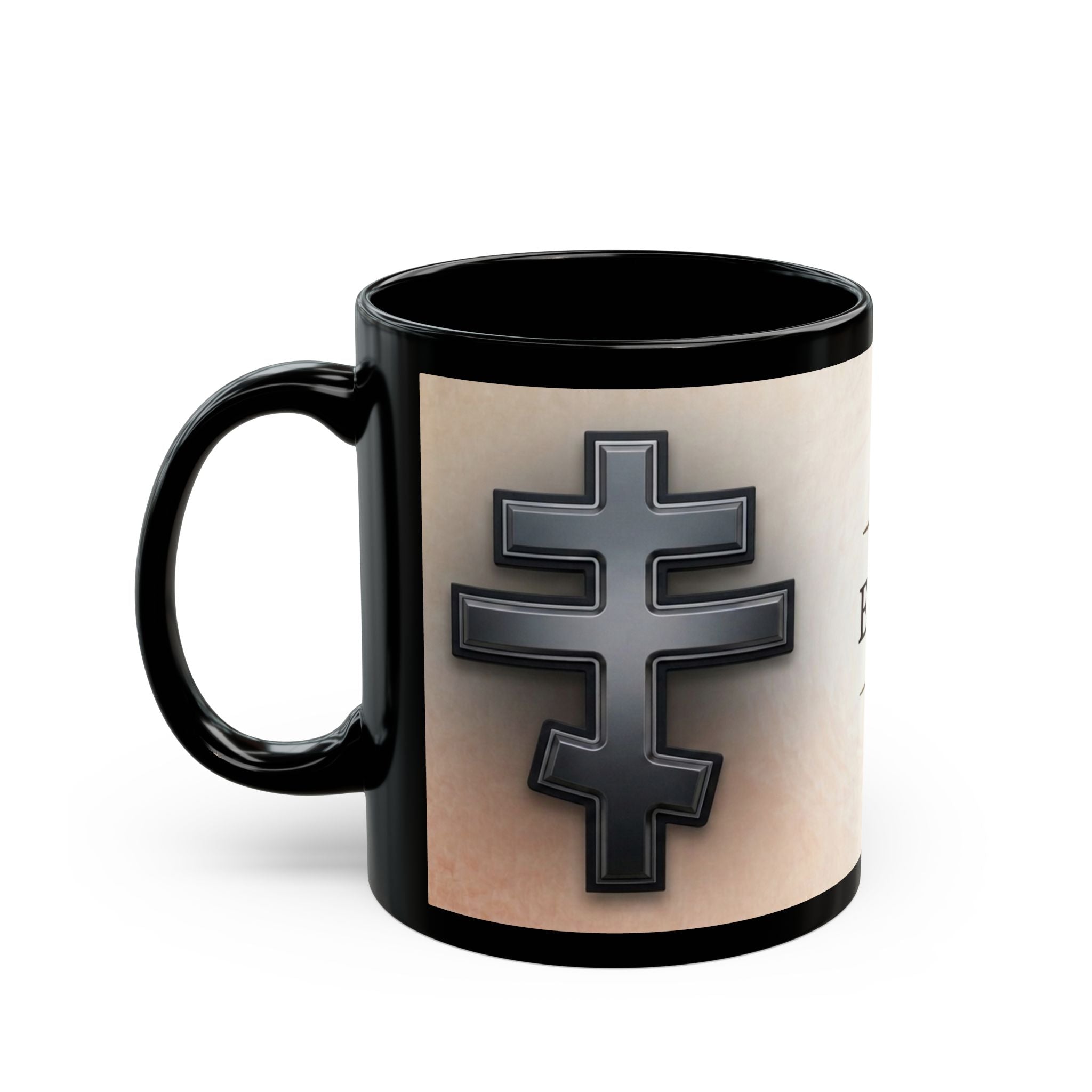 Black Orthodox Cross Orthodox Christian Black Coffee Mug — Orthodox Christian Gift