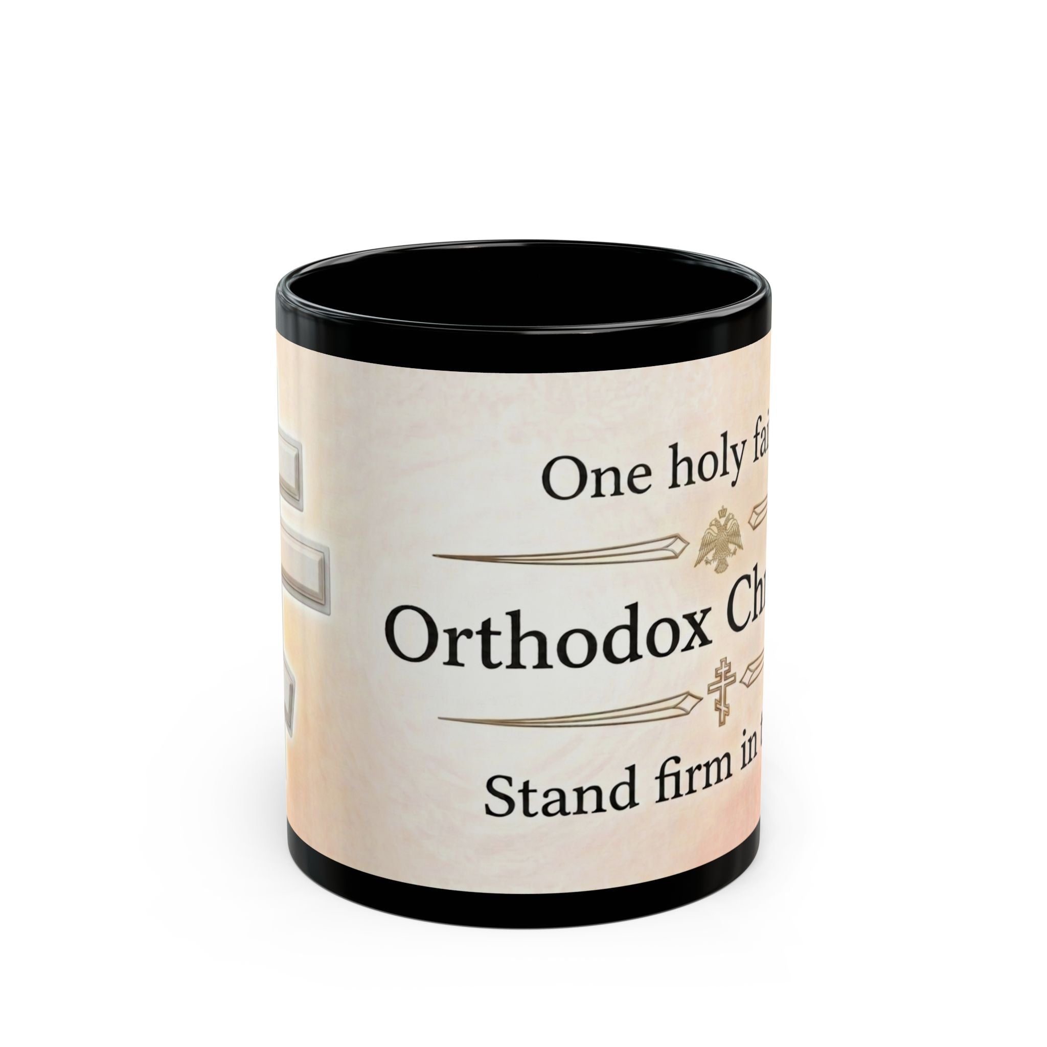 White Orthodox Cross Orthodox Christian Black Coffee Mug — Orthodox Christian Mug
