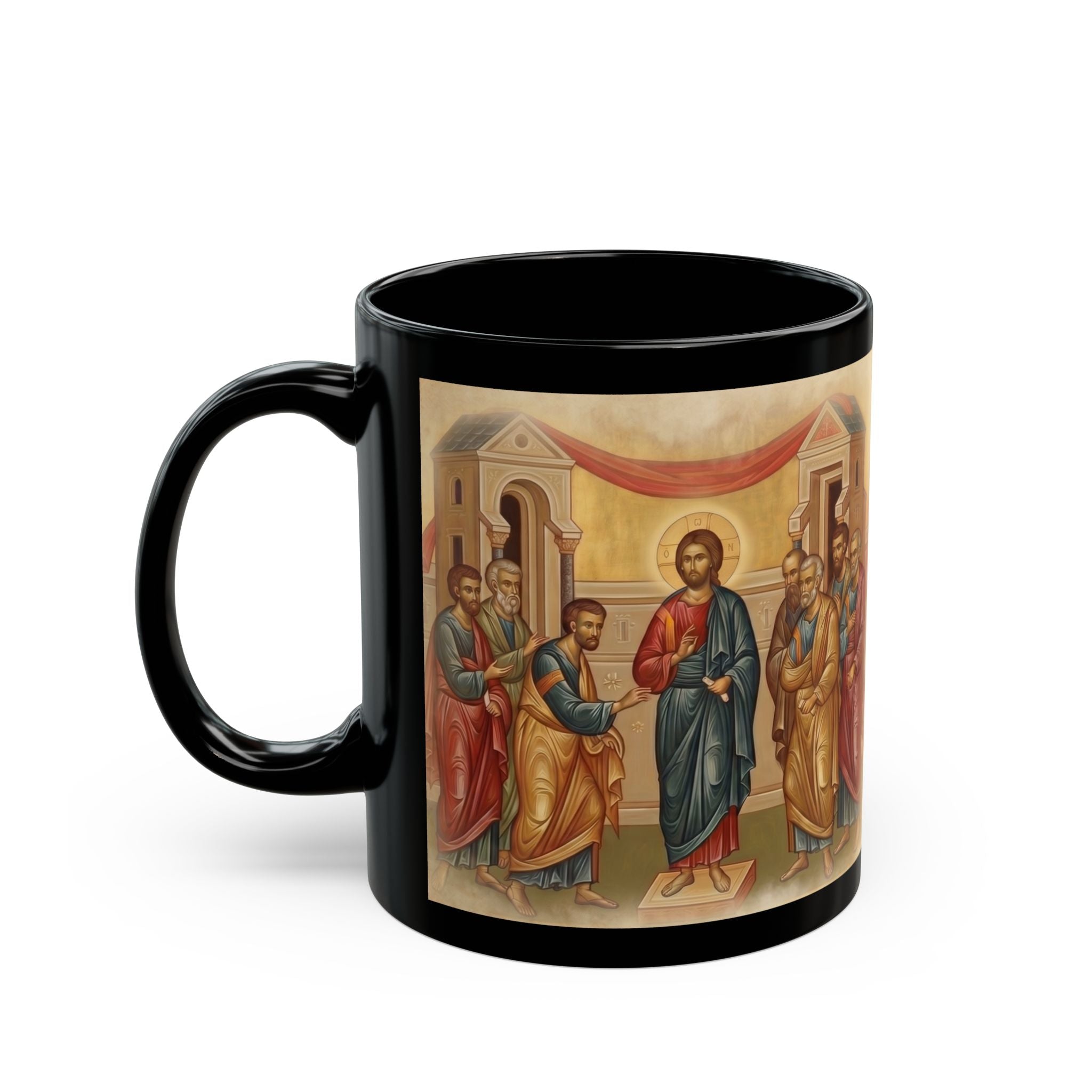 Saint Thomas the Apostle Orthodox Christian Black Coffee Mug — Orthodox Christian Gift