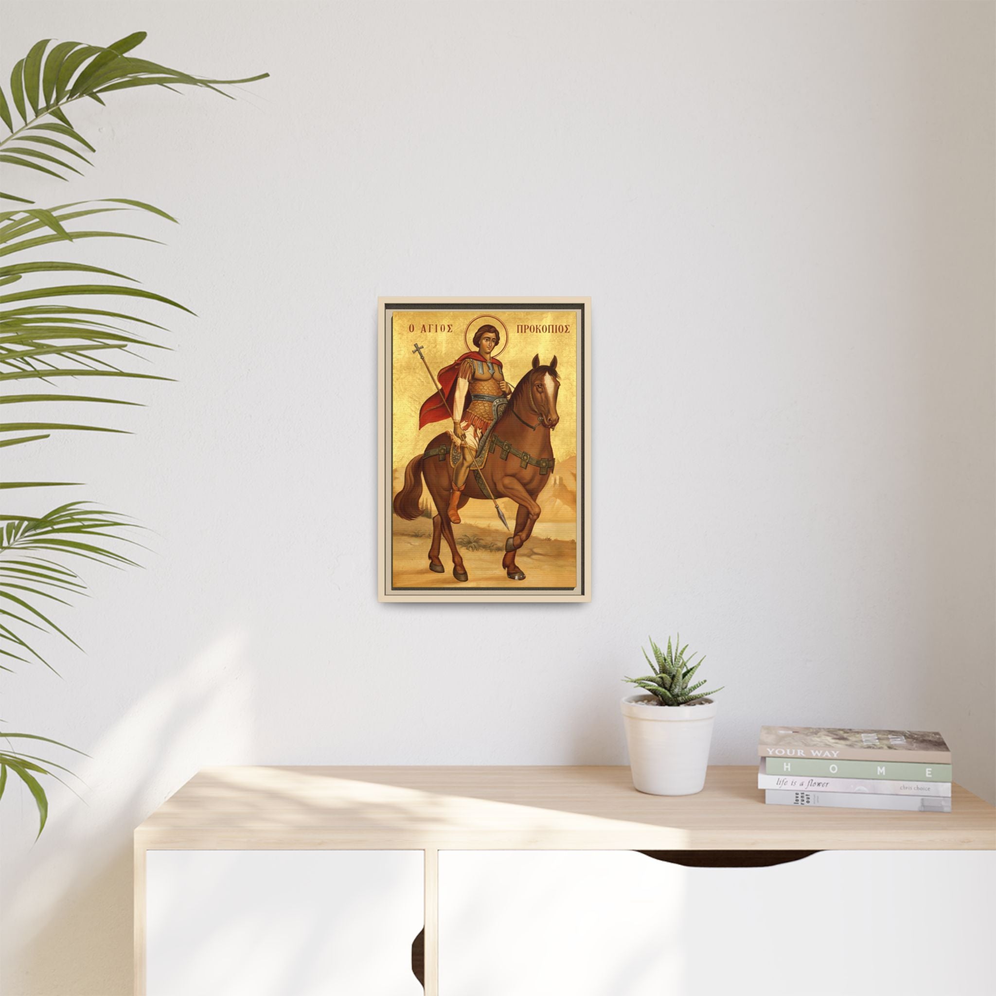 Framed canvas icon of Saint Procopius the Great Martyr, traditional Orthodox Christian artwork