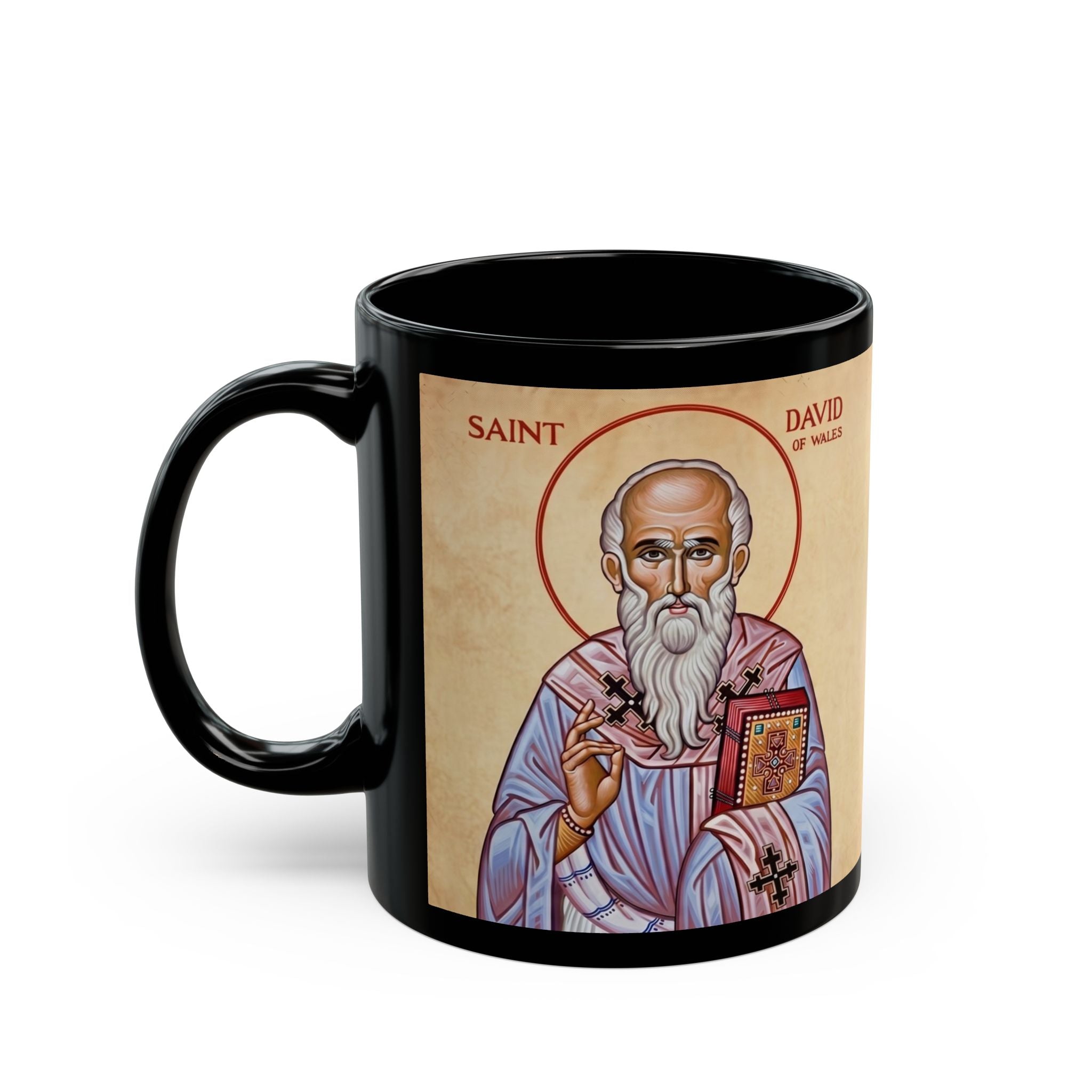 Saint David of Wales Black Coffee Mug