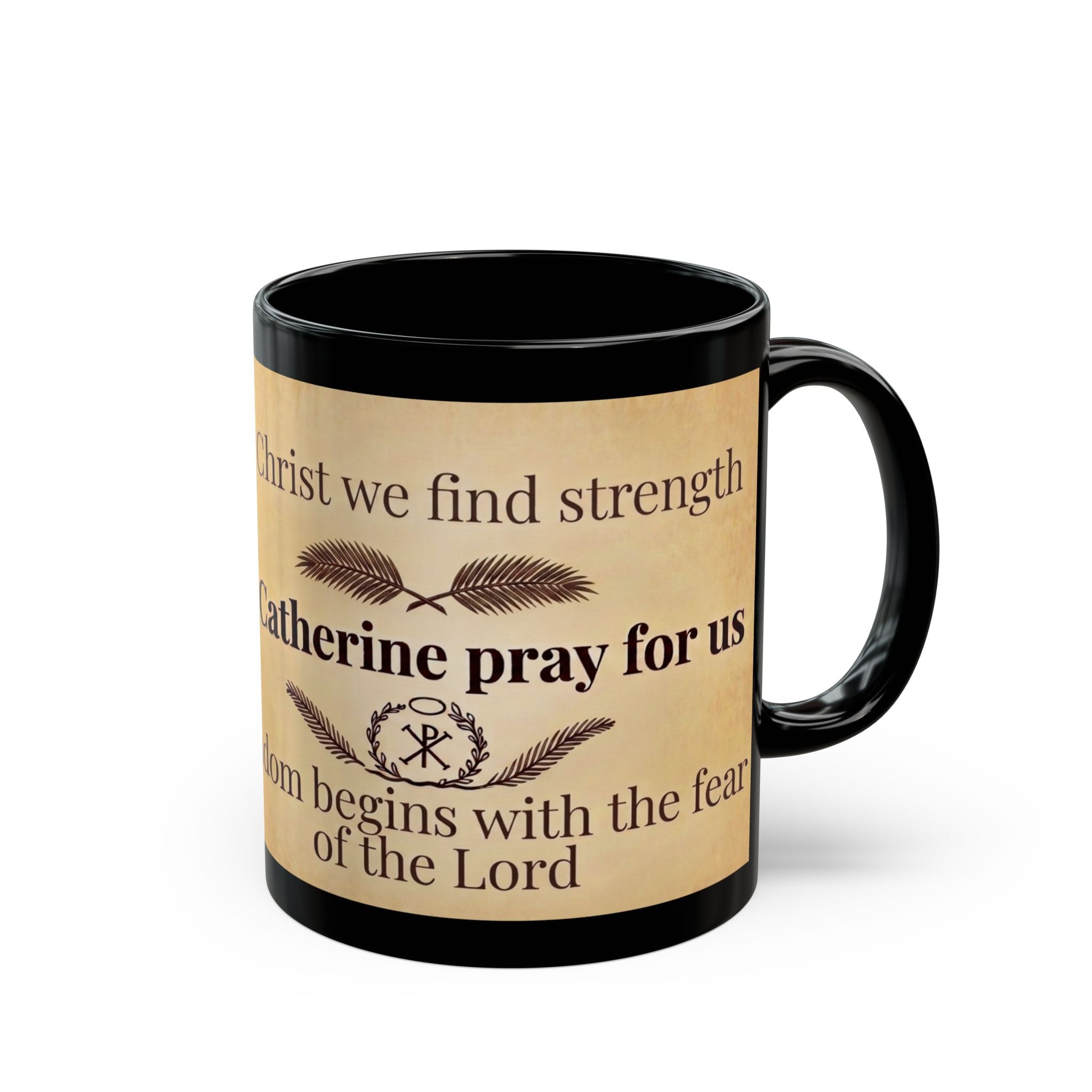Saint Catherine of Alexandria Orthodox Christian Black Coffee Mug — Christian Coffee Mug