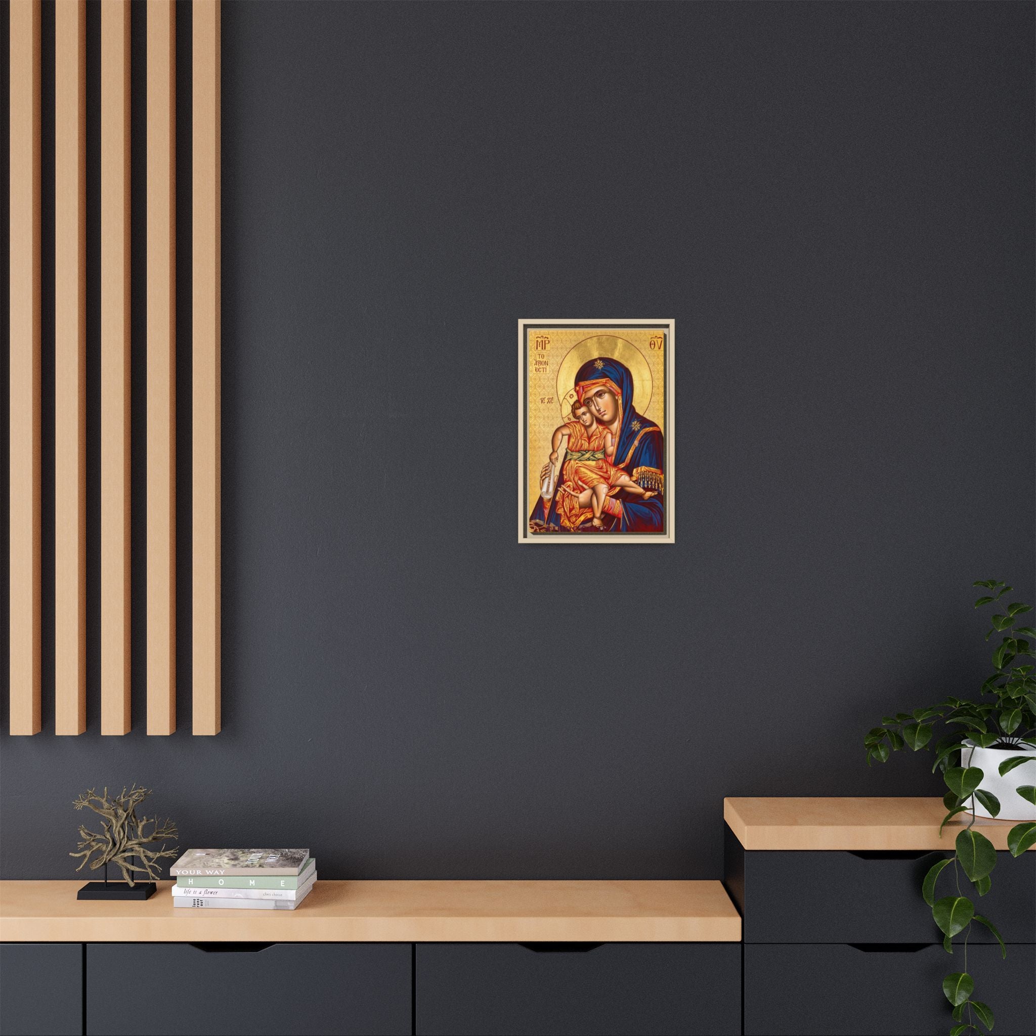 Axion Estin Theotokos Mount Athos Framed Canvas Icon