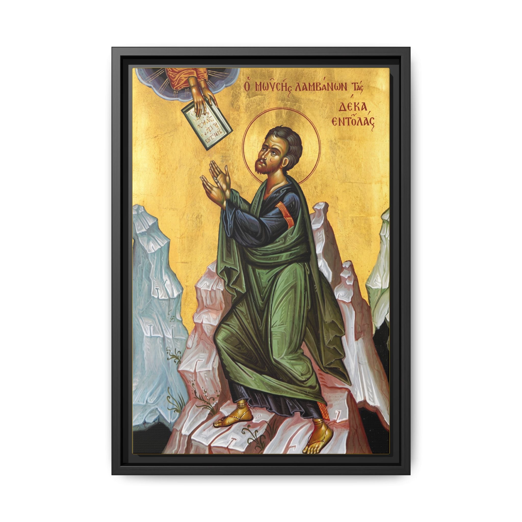 Framed canvas icon of Saint Moses the Prophet, traditional Orthodox Christian artwork