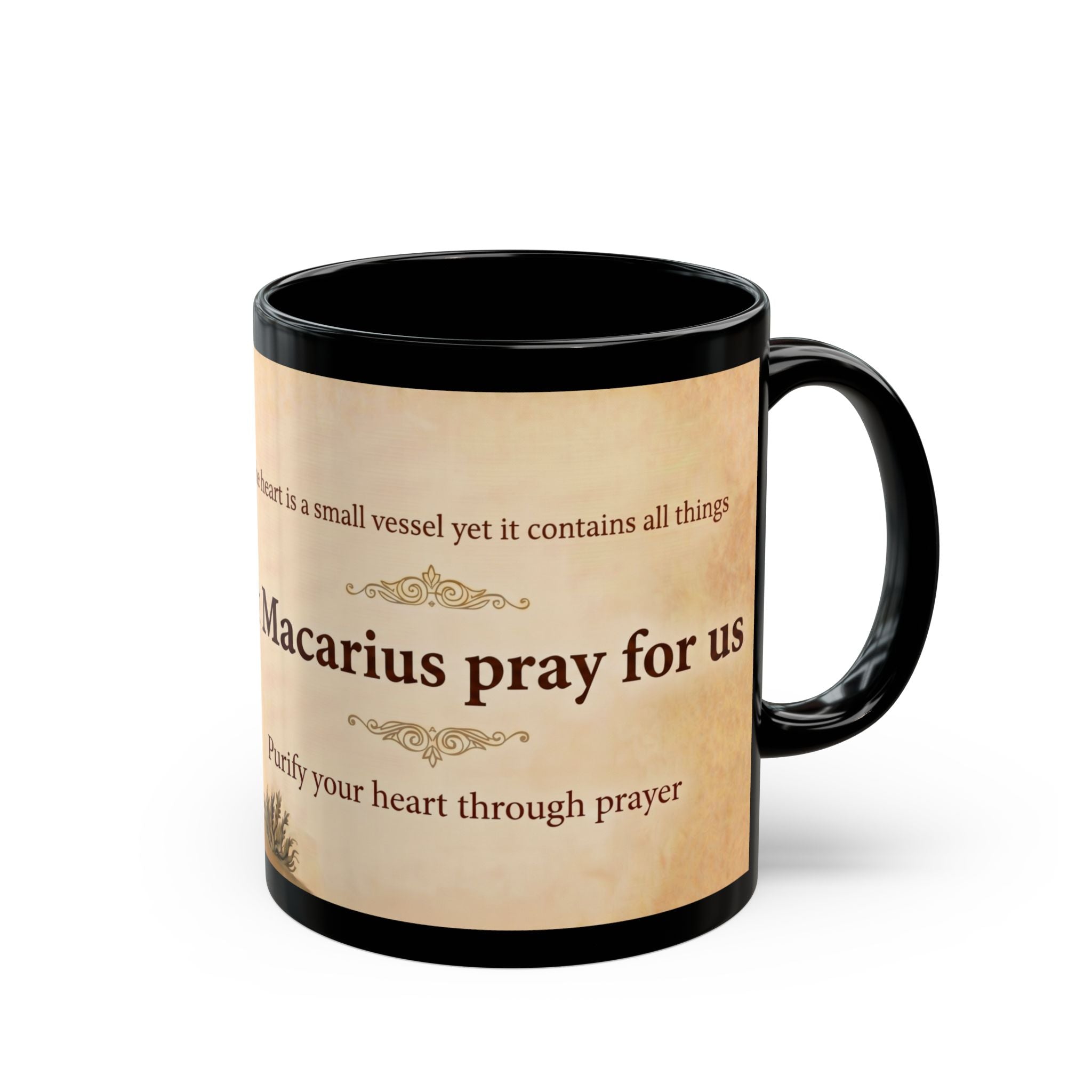 Saint Macarius of Egypt Orthodox Christian Black Coffee Mug — Orthodox Faith Gift