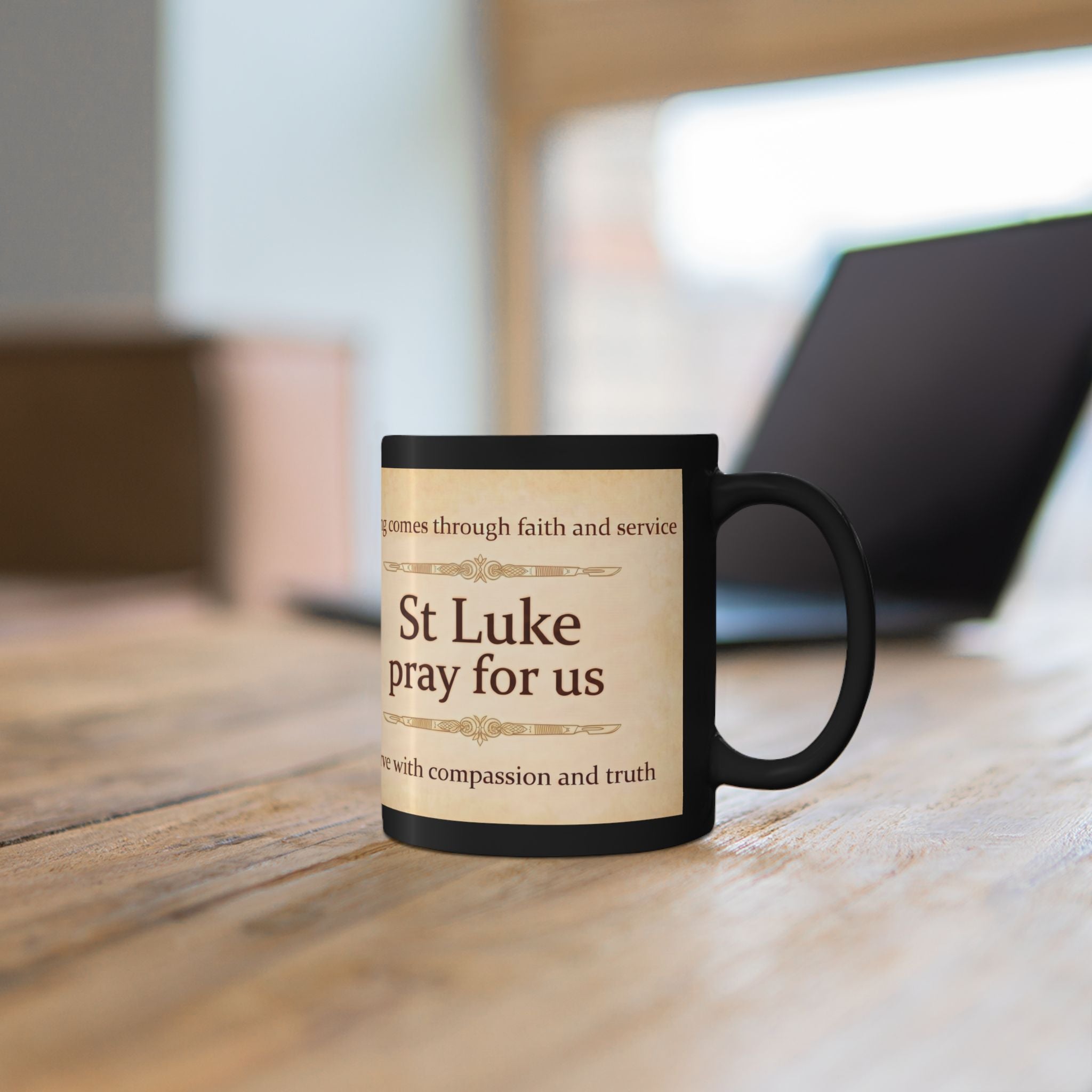 Saint Luke the Surgeon Orthodox Christian Black Coffee Mug — Orthodox Mug Gift