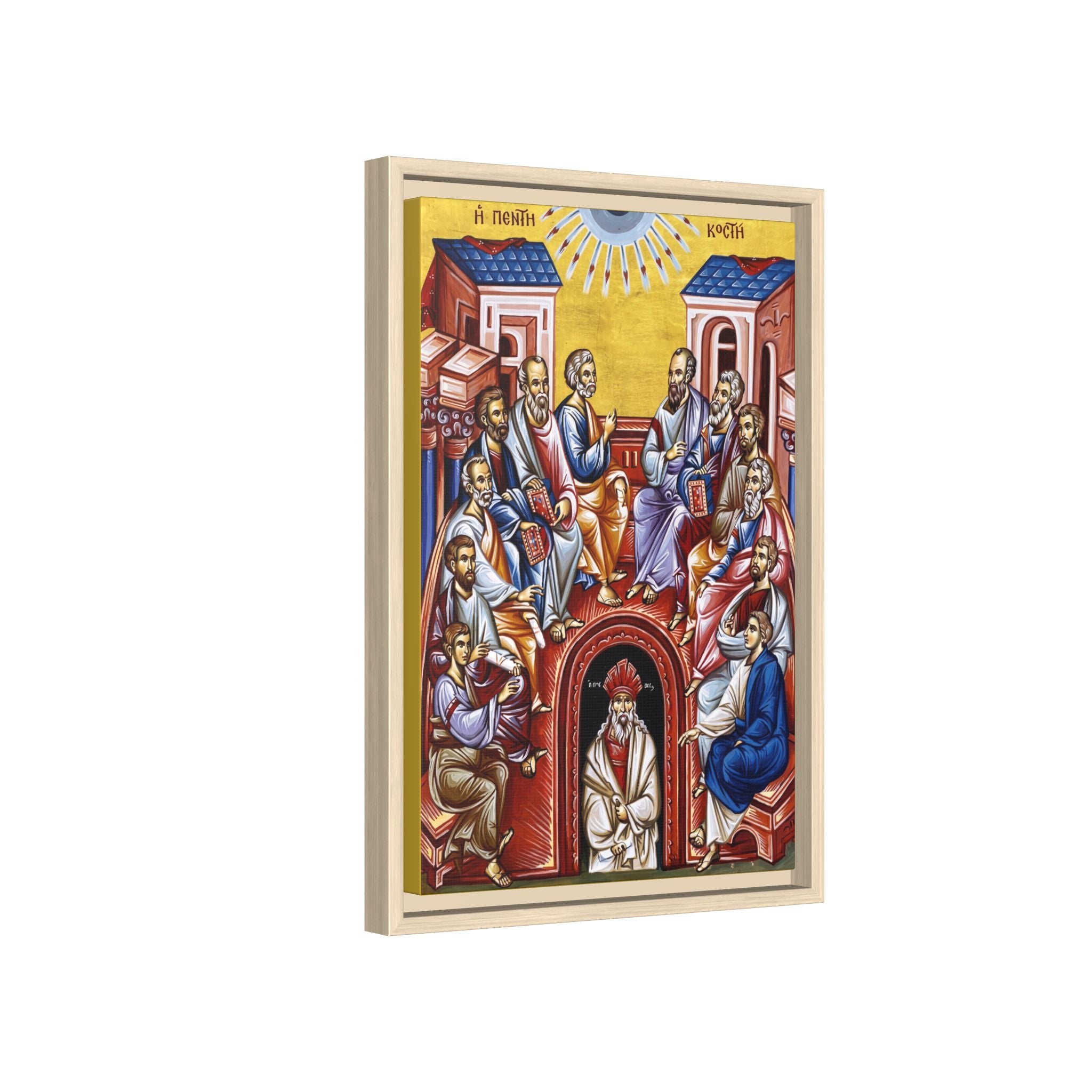 Pentecost Descent of Holy Spirit Framed Canvas Icon