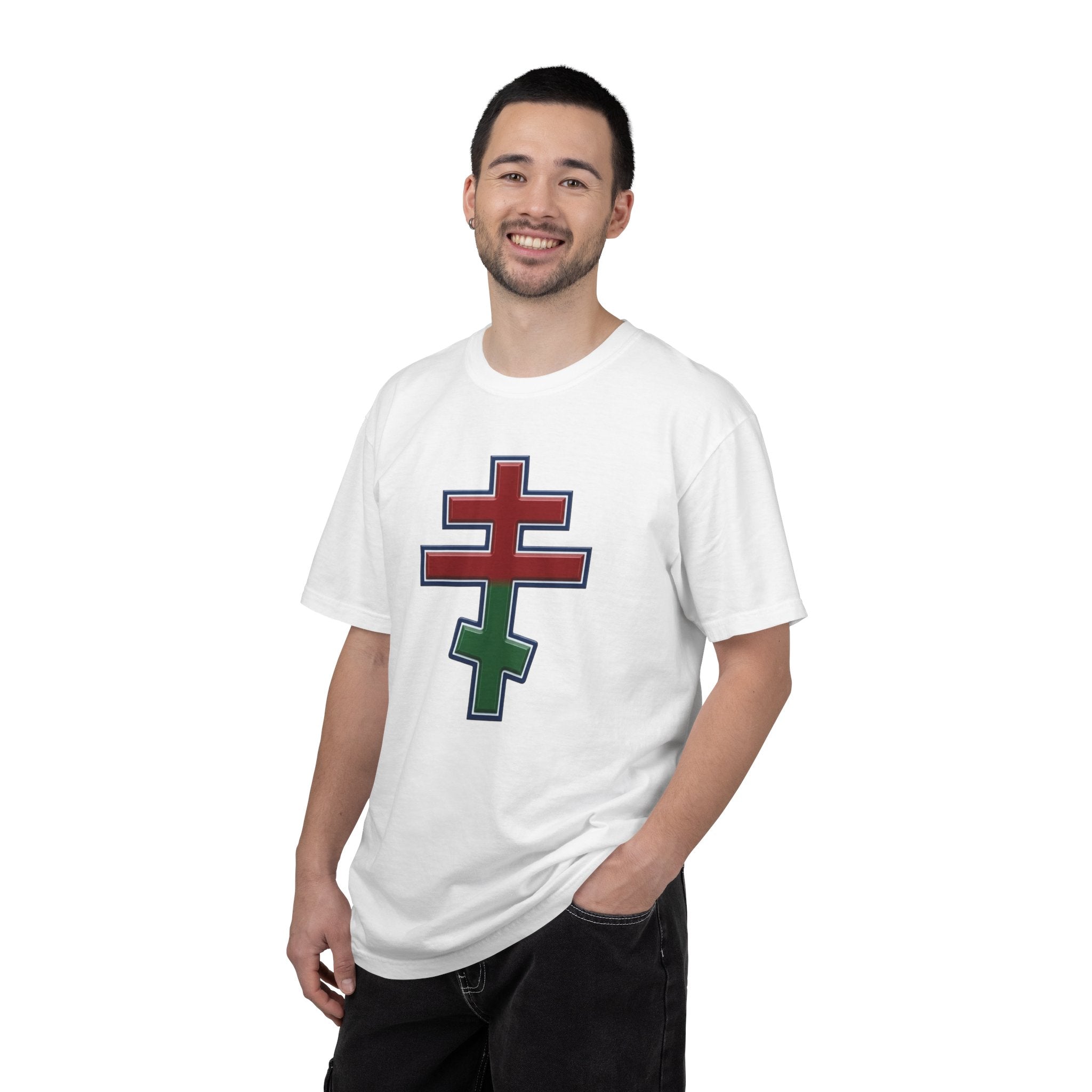 Belarusian Orthodox Cross design on a heavyweight garment-dyed t-shirt