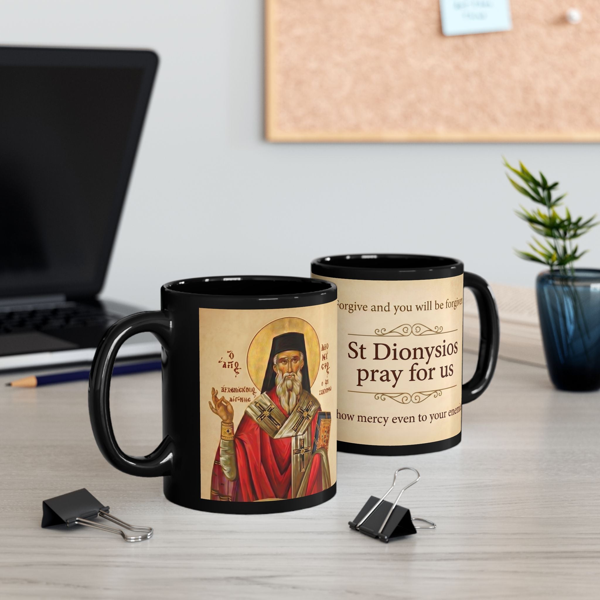 Saint Dionysios of Zakynthos Orthodox Christian Black Coffee Mug — Christian Gift Idea