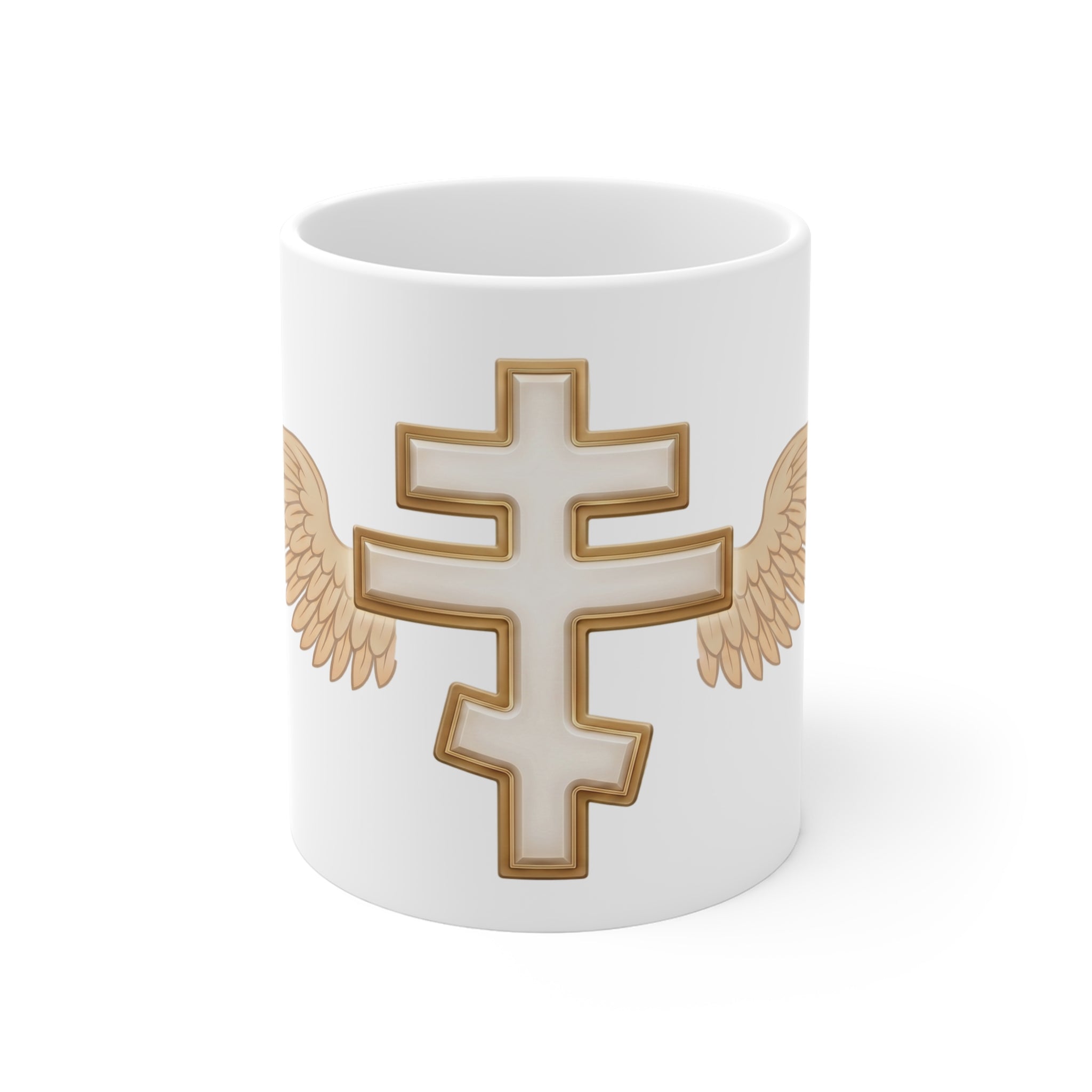 White Orthodox Cross Orthodox Christian Coffee Mug — Orthodox Christian Gift