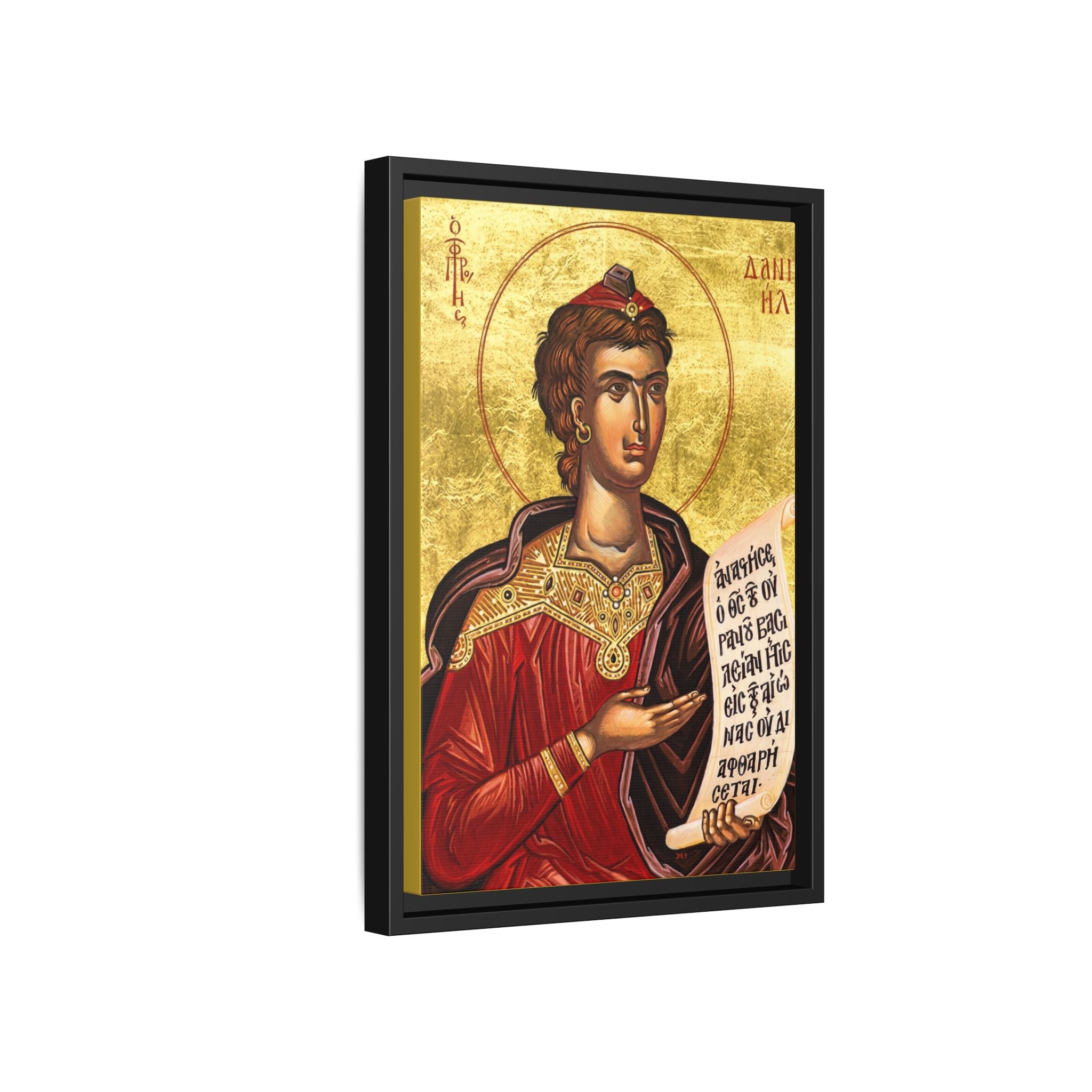 Framed canvas icon of Holy Prophet Daniel, traditional Orthodox Christian artwork