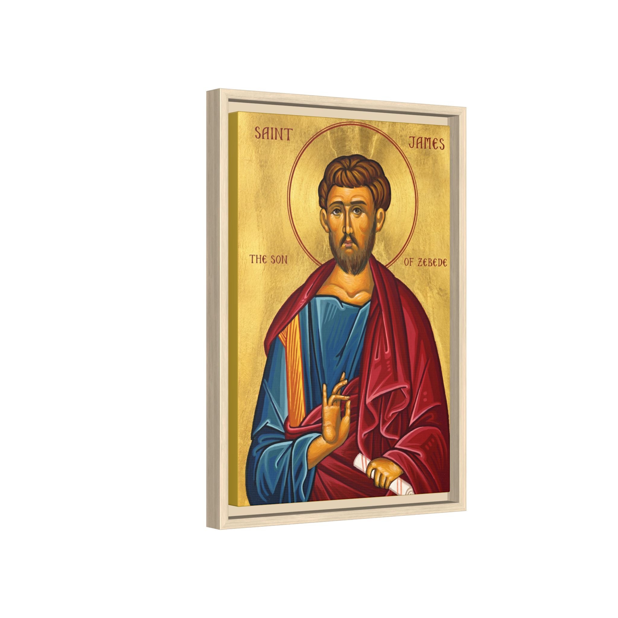 Framed canvas icon of Saint James Son of Zebedee, traditional Orthodox Christian artwork