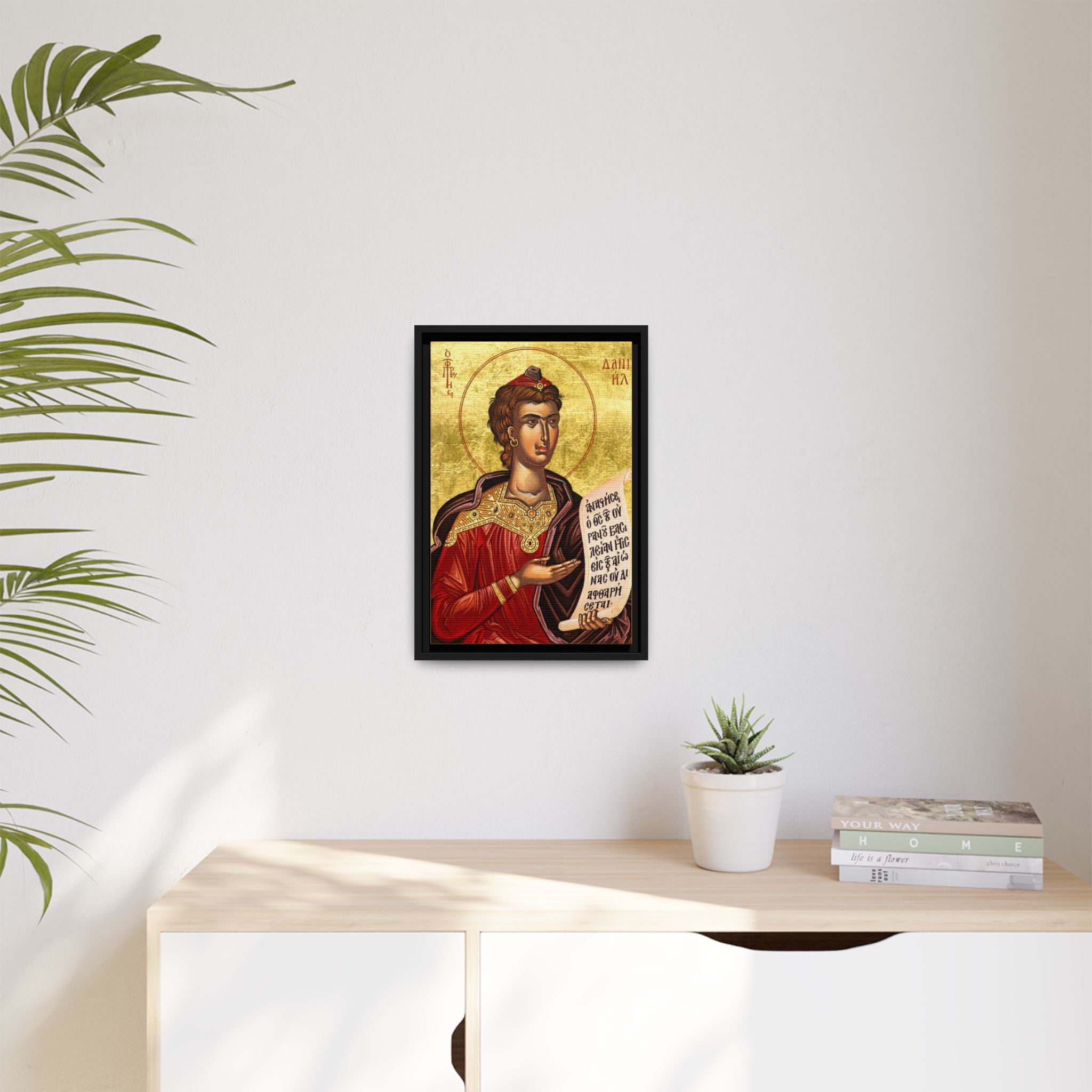 Framed canvas icon of Holy Prophet Daniel, traditional Orthodox Christian artwork
