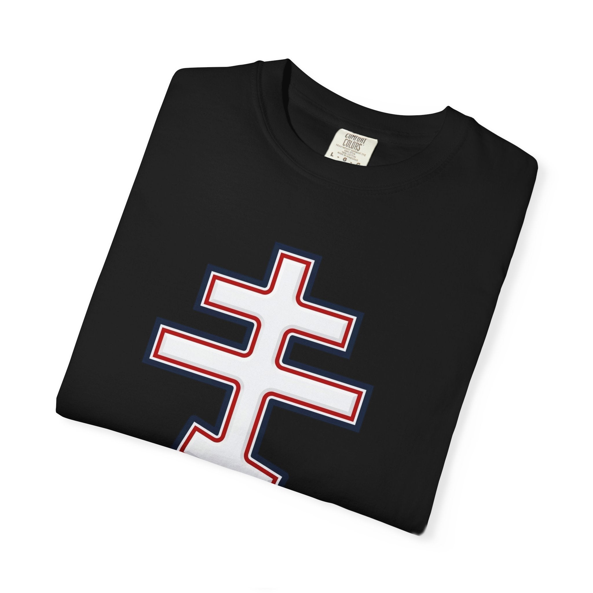 Georgian Orthodox Cross design on a heavyweight garment-dyed t-shirt