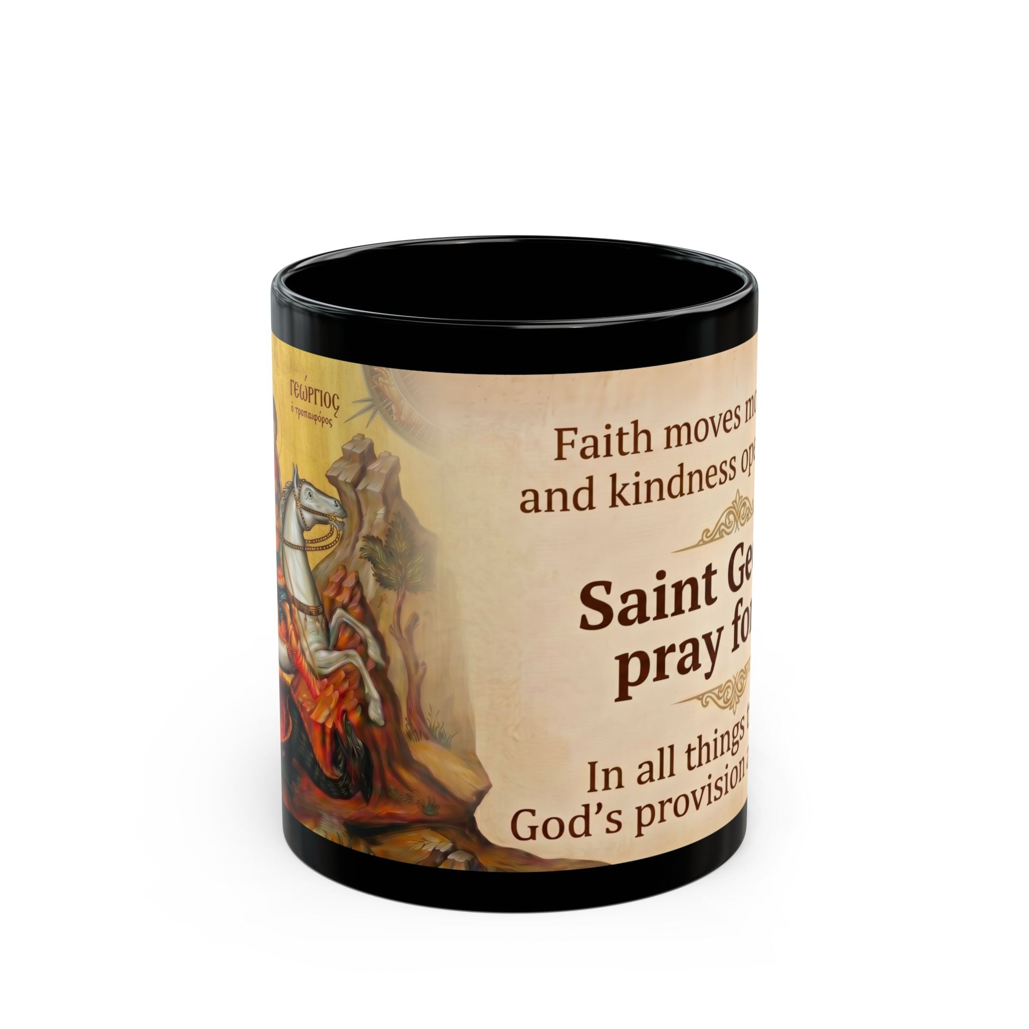 Saint George Orthodox Christian Black Coffee Mug — Gift for Orthodox Christians