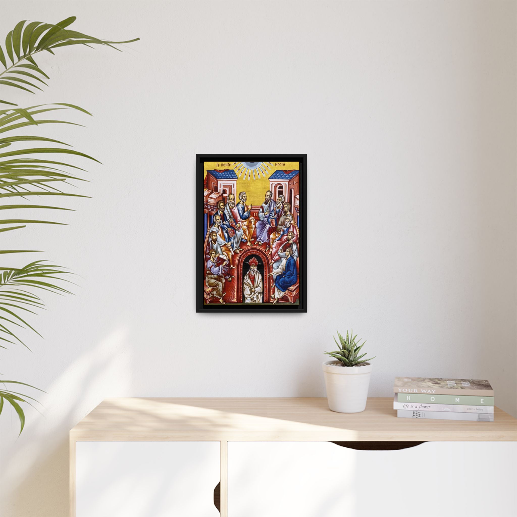 Pentecost Descent of Holy Spirit Framed Canvas Icon