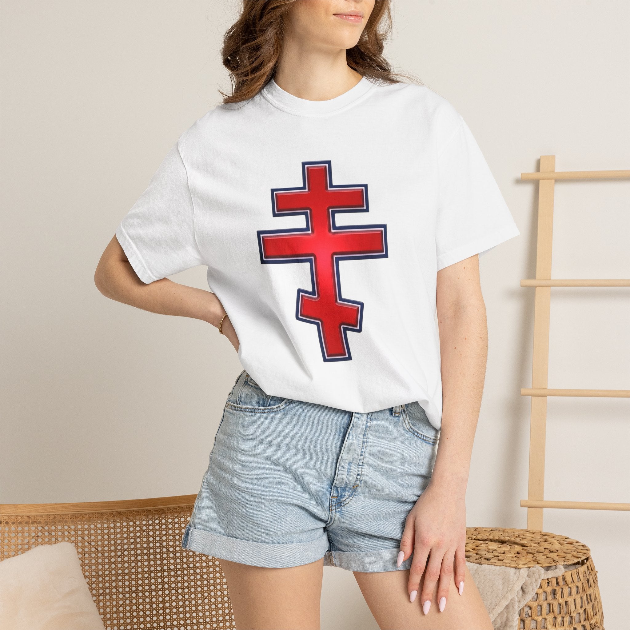 Montenegrin Orthodox Cross design on a heavyweight garment-dyed t-shirt
