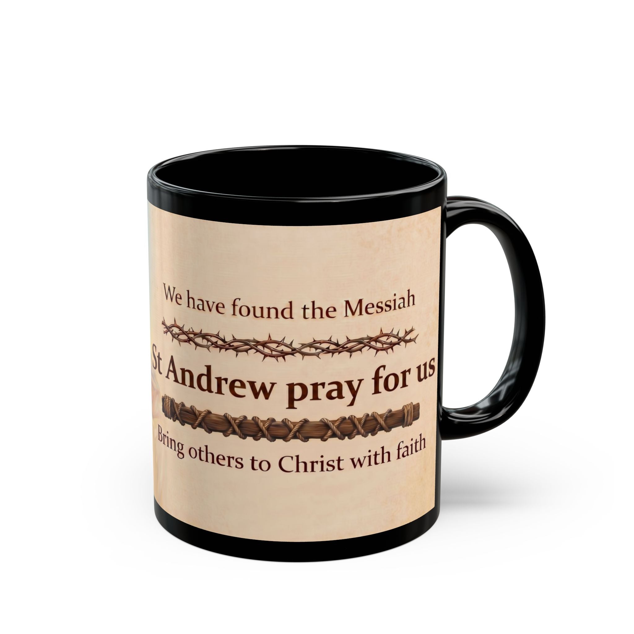 Saint Andrew the First-Called Orthodox Christian Black Coffee Mug — Christian Coffee Mug