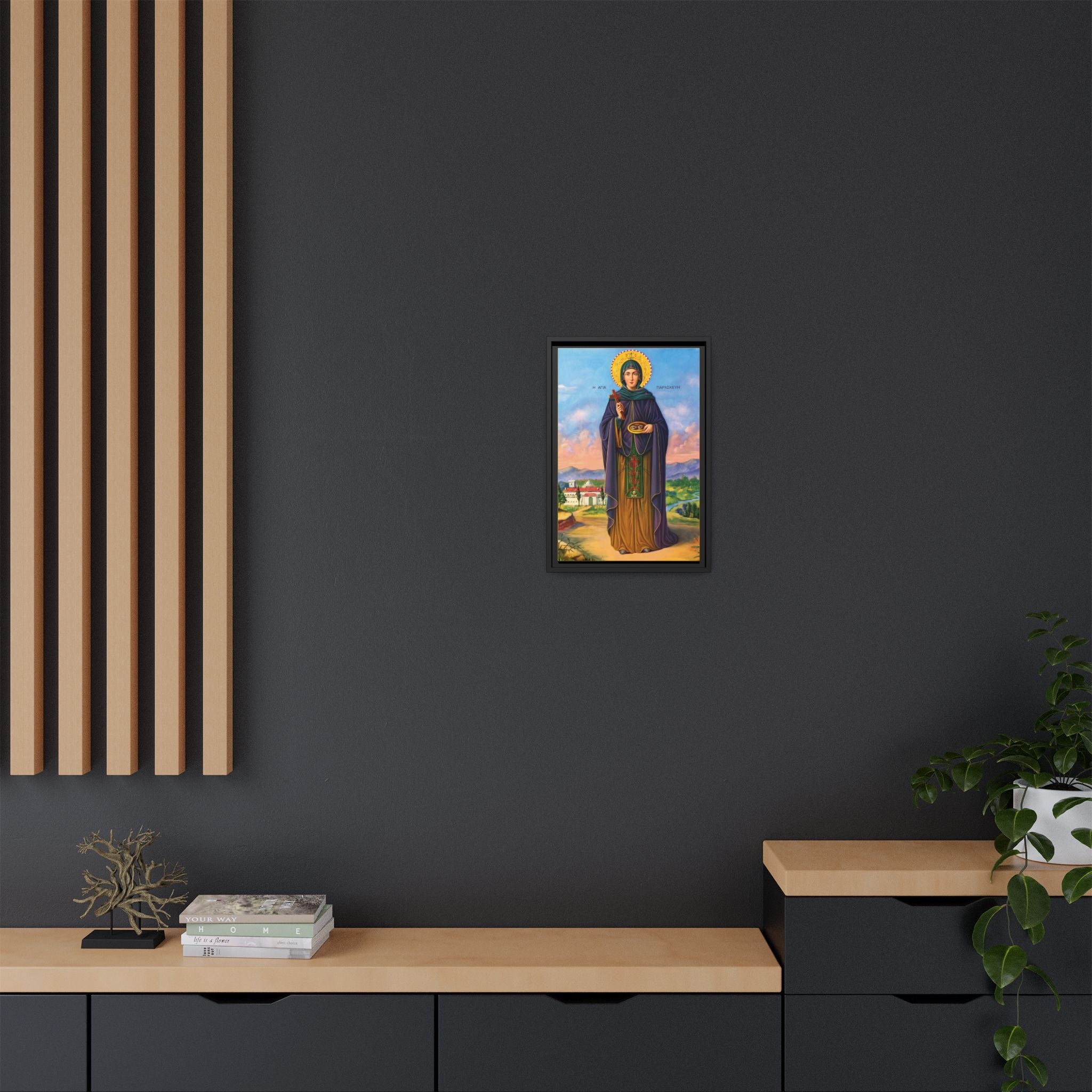 Framed canvas icon of Saint Paraskeva Petka, traditional Orthodox Christian artwork
