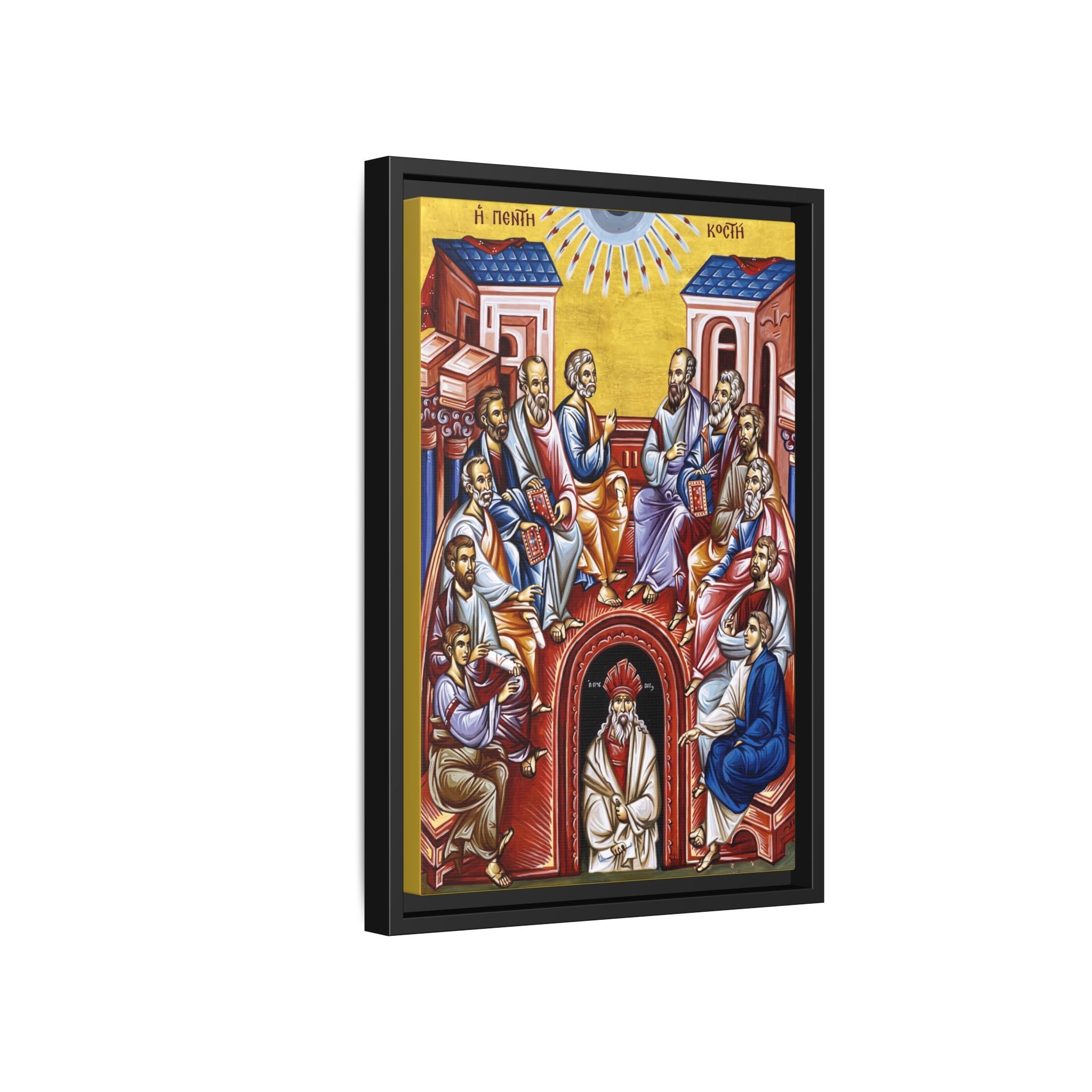 Pentecost Descent of Holy Spirit Framed Canvas Icon