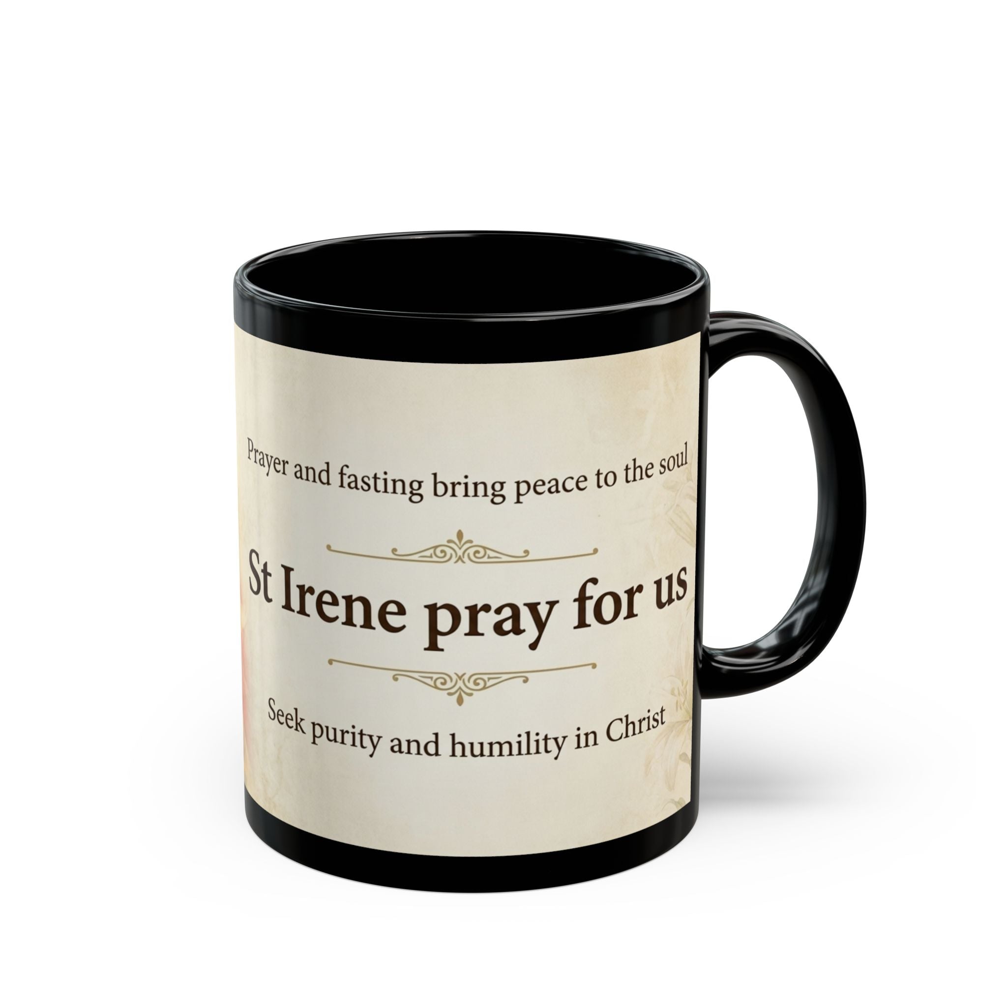 Saint Irene Chrysovalantou Orthodox Christian Black Coffee Mug — Christian Coffee Mug