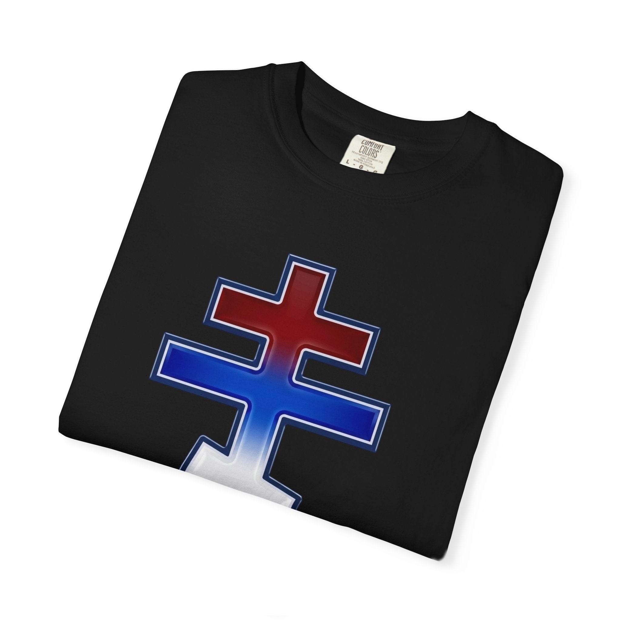 Serbian Orthodox Cross design on a heavyweight garment-dyed t-shirt