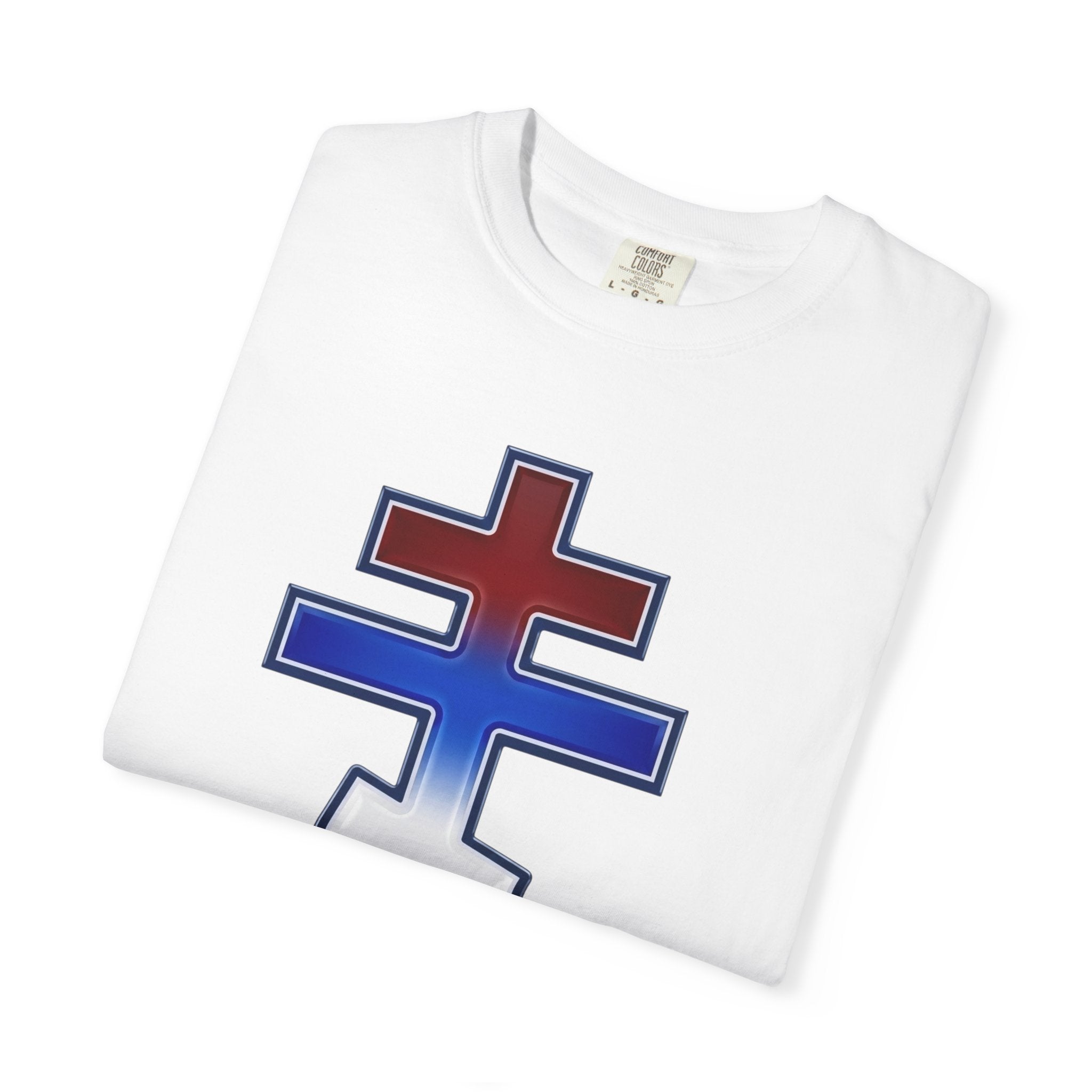 Serbian Orthodox Cross design on a heavyweight garment-dyed t-shirt