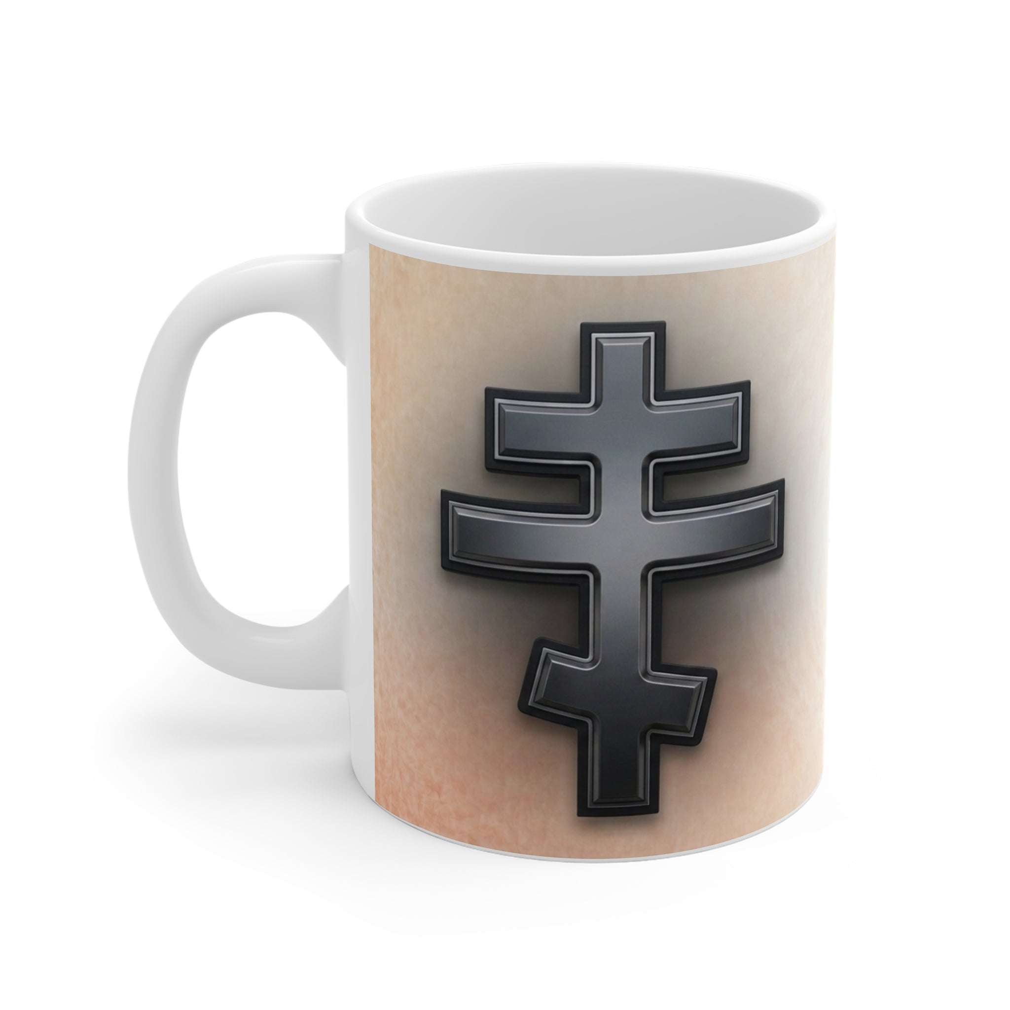 Black Orthodox Cross Orthodox Christian White Coffee Mug — Orthodox Christian Gift