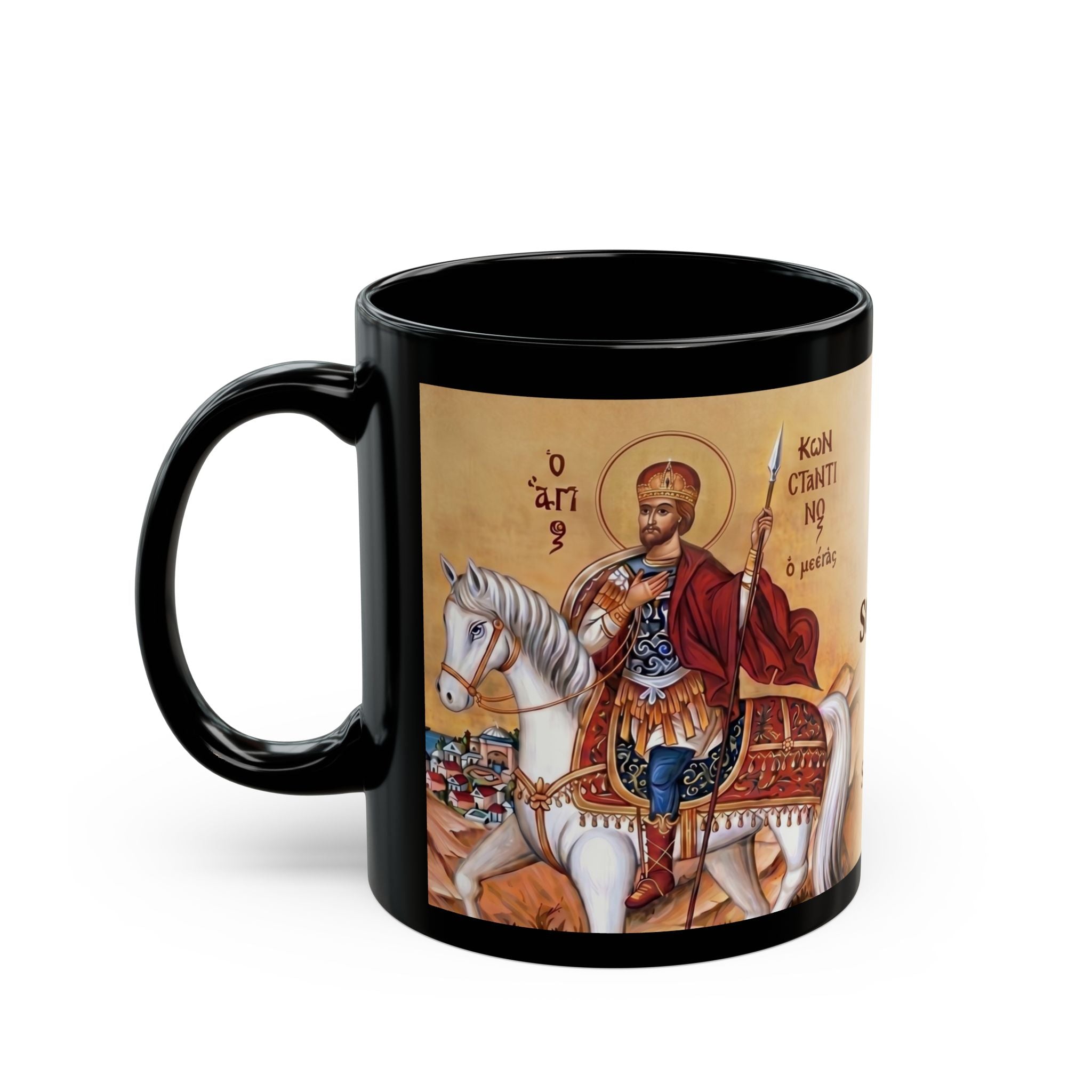 Saint Constantine the Great Orthodox Christian Black Coffee Mug — Orthodox Christian Gift