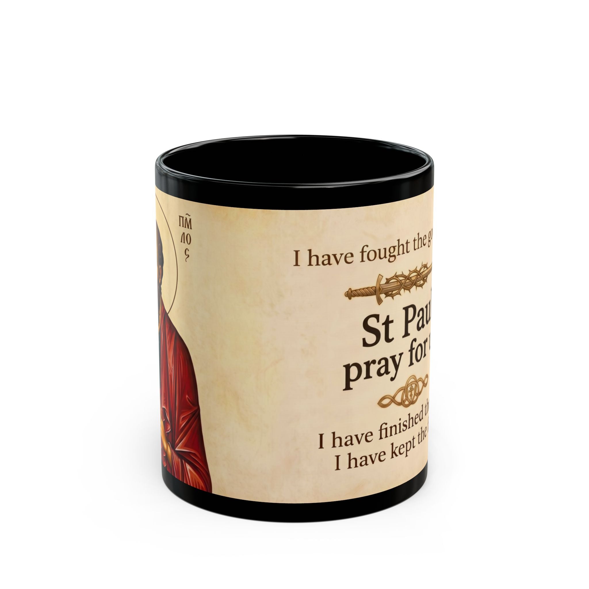 Saint Paul the Apostle Orthodox Christian Black Coffee Mug — Orthodox Christian Mug