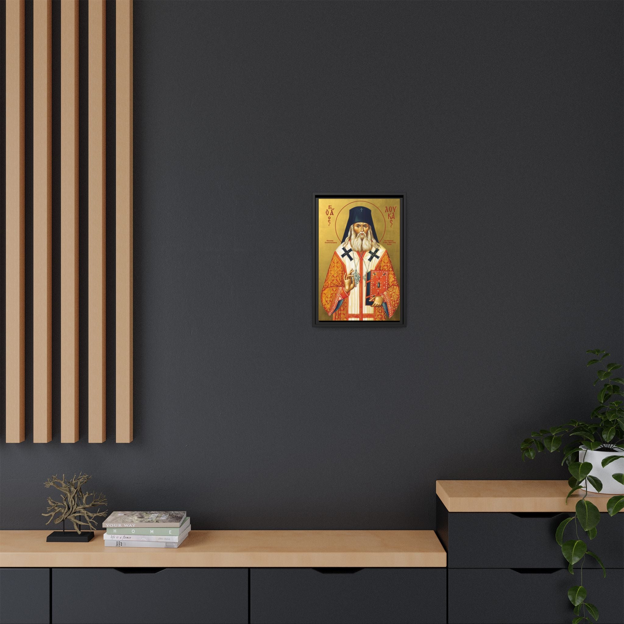 Framed canvas icon of Saint Luke the Surgeon of Crimea, traditional Orthodox Christian artwork