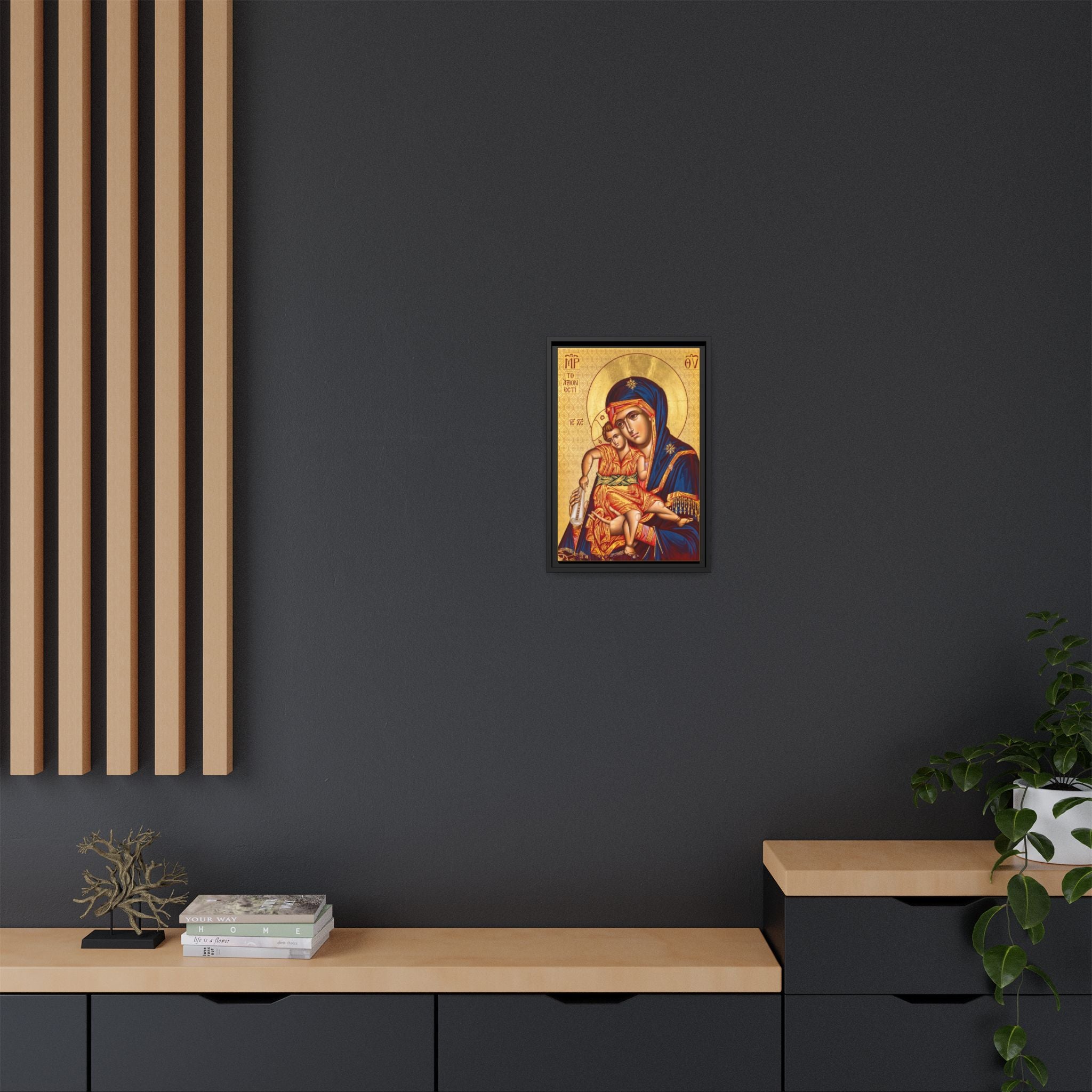 Axion Estin Theotokos Mount Athos Framed Canvas Icon