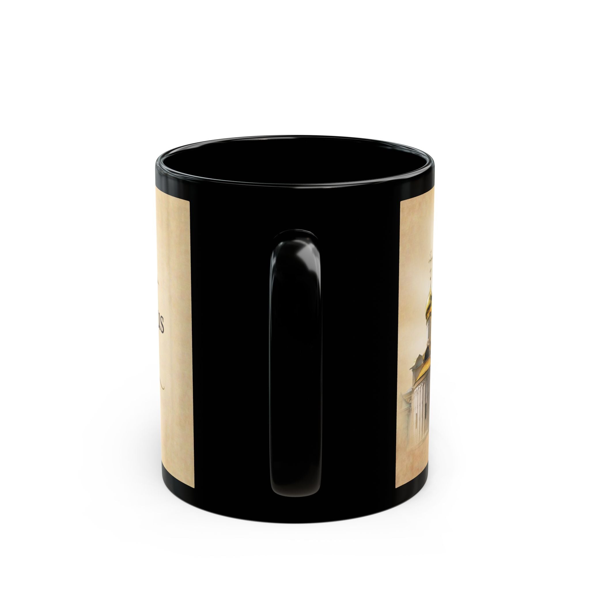 Trinity Lavra of Saint Sergius Orthodox Christian Black Coffee Mug — Orthodox Mug Gift