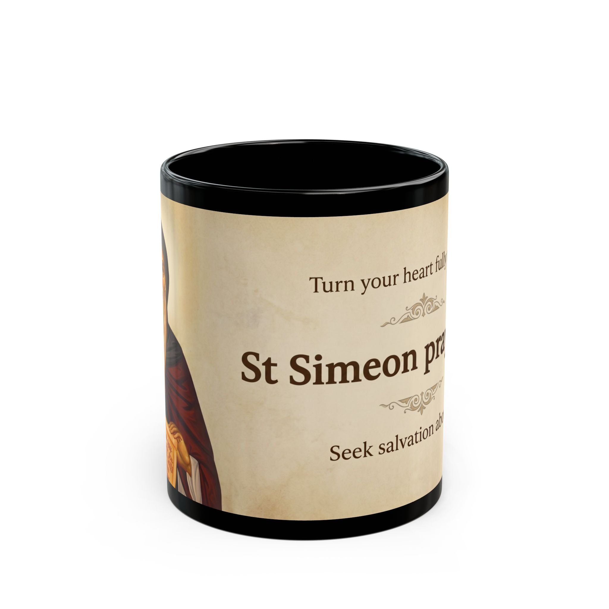 Saint Simeon the Myrrh-Streaming Orthodox Christian Black Coffee Mug — Orthodox Christian Mug