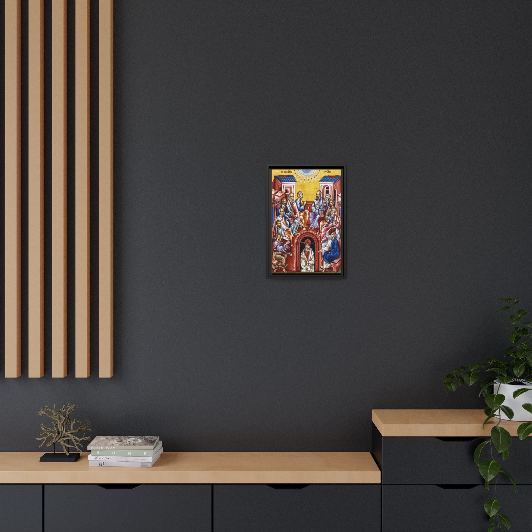 Pentecost Descent of Holy Spirit Framed Canvas Icon