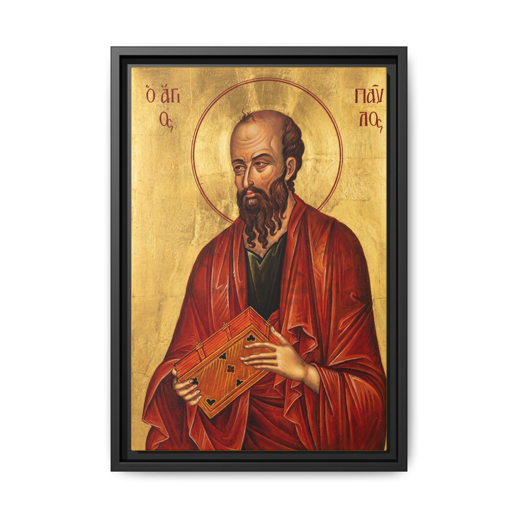 Framed canvas icon of Saint Paul the Apostle, traditional Orthodox Christian artwork