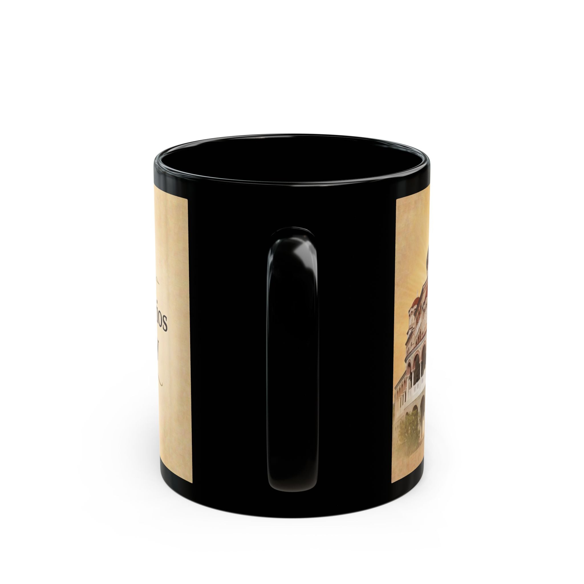 Saint Nektarios Monastery Orthodox Christian Black Coffee Mug — Orthodox Mug Gift