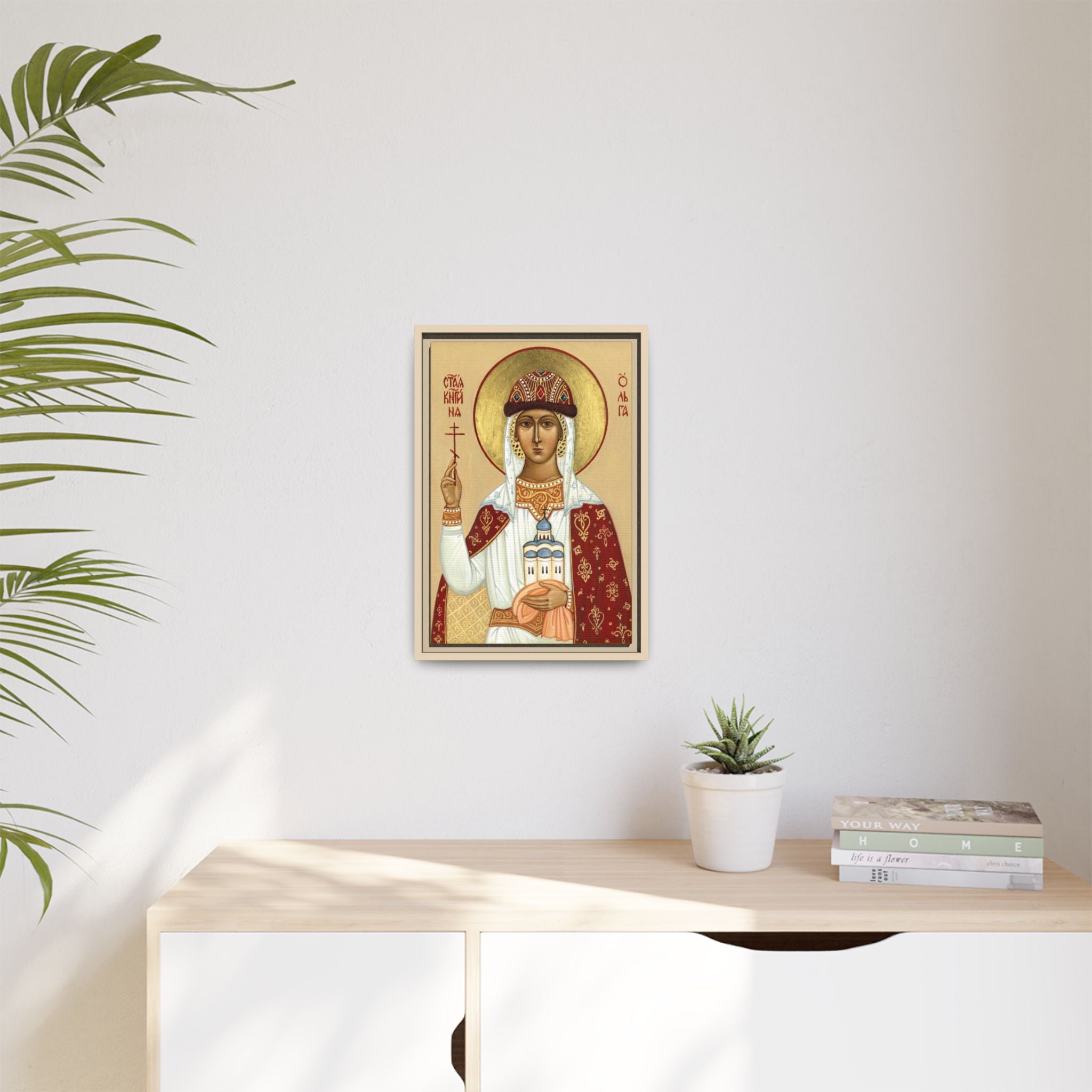 Framed canvas icon of Saint Olga Equal to the Apostles, traditional Orthodox Christian artwork
