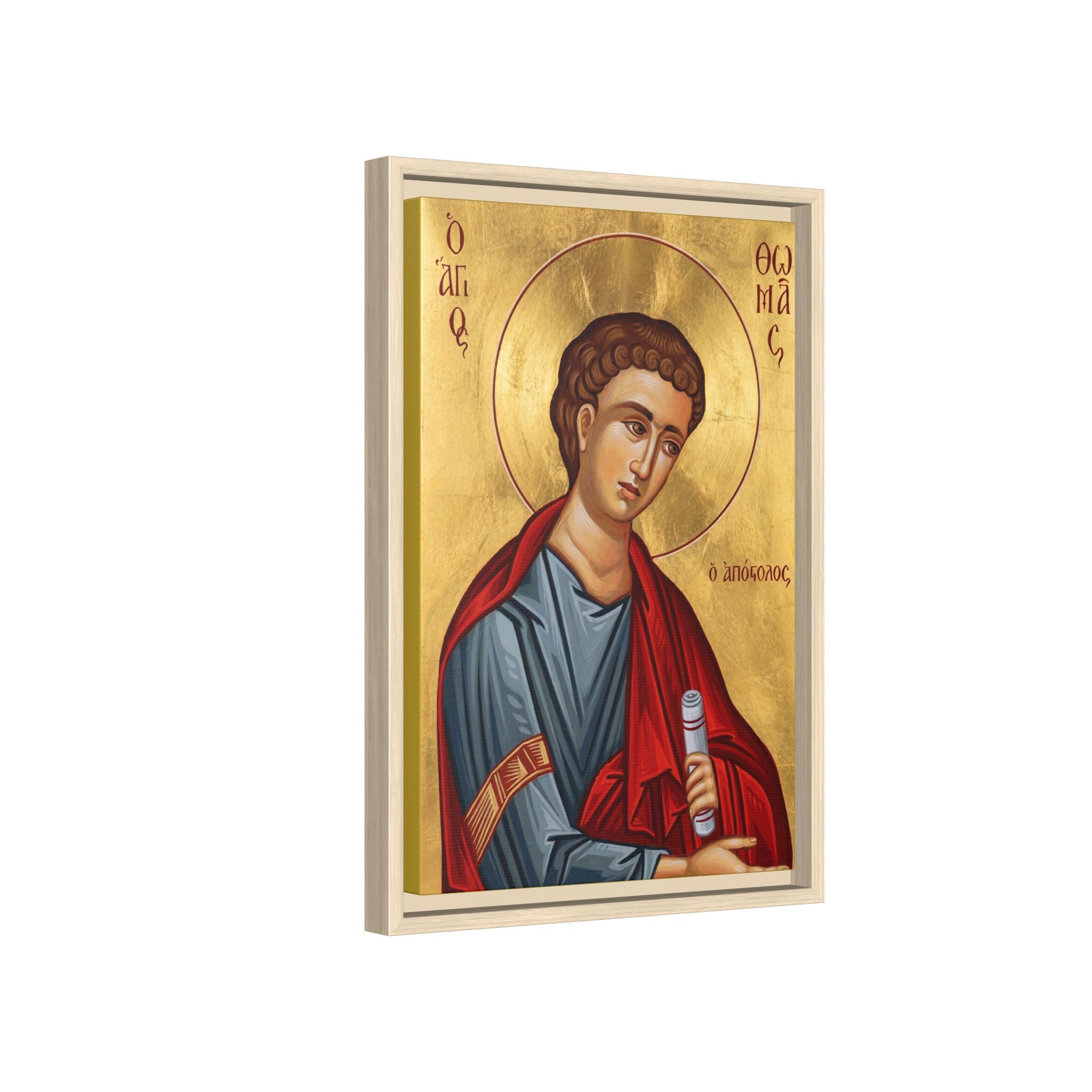 Framed canvas icon of Saint Thomas the Apostle, traditional Orthodox Christian artwork